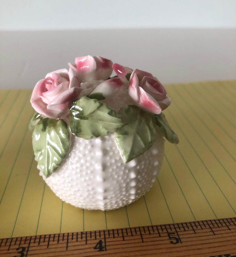 Petite Pair of Small Bone China Sea Urchin Salt and Pepper Shakers For