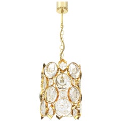 Vintage Petite Palwa Pendant, Gilt Brass and Crystal Glass, Germany, 1970s