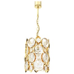 Petite Palwa Pendant, Gilt Brass and Crystal Glass, Germany, 1970s