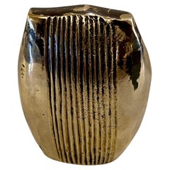 Petite Patinated Brass 1970s Owl Sculpture