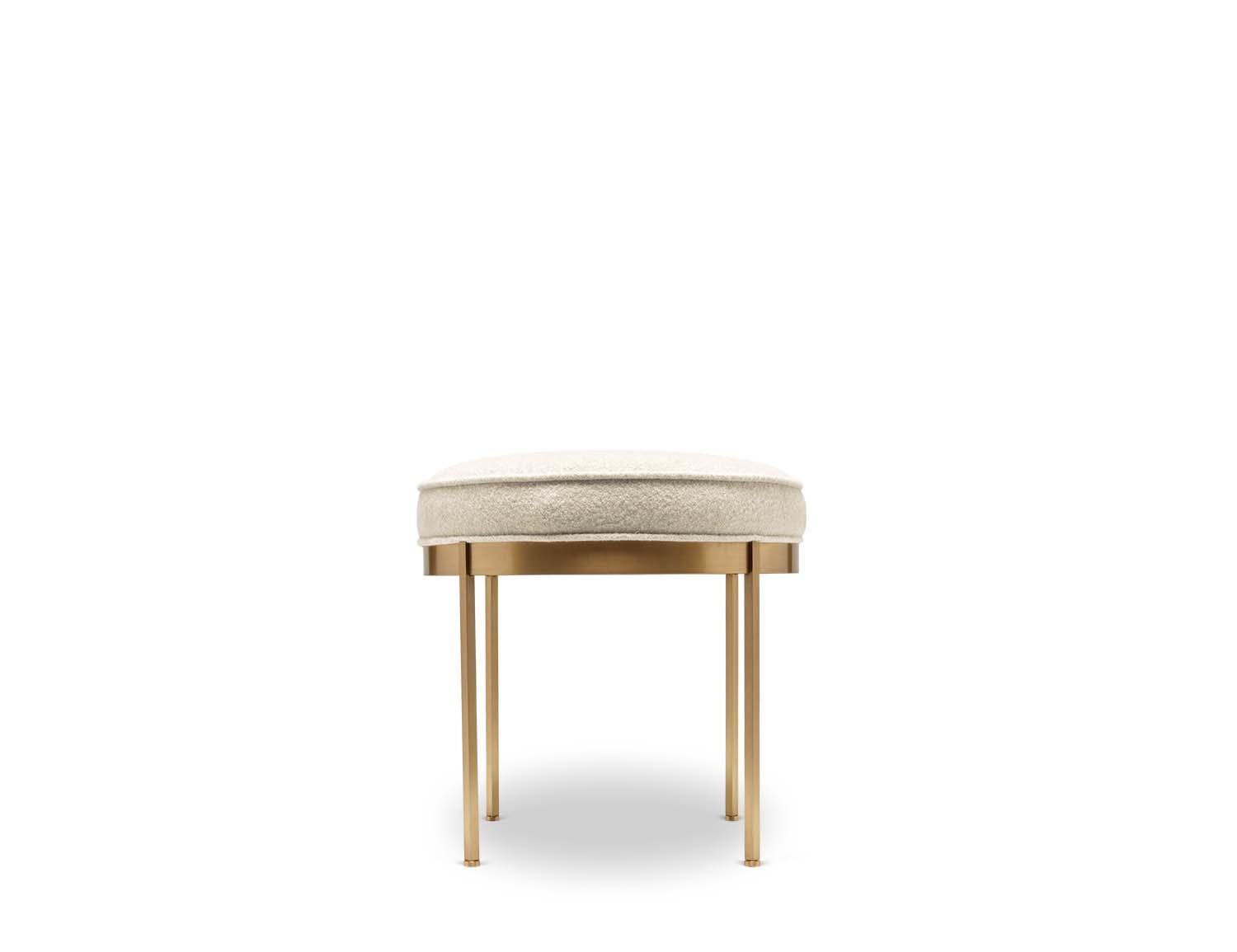The Petite Paul ottoman features a round solid lacquered brass base and an upholstered seat with piping. Each leg features a rounded leveler. 

The Lawson-Fenning Collection is designed and handmade in Los Angeles, California. Reach out to discover
