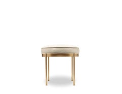 Lawson-Fenning Petite Paul Ottoman, Solid Brass & Wool, Modern Vanity Stool