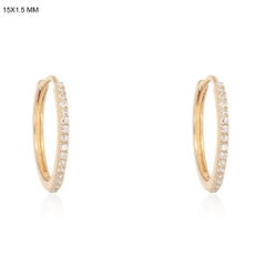 0.13ct Pave Diamond 14K Yellow Gold Hoop Earrings