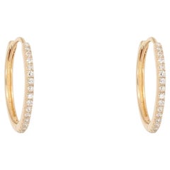 0.13ct Pave Diamond 14K Yellow Gold Hoop Earrings