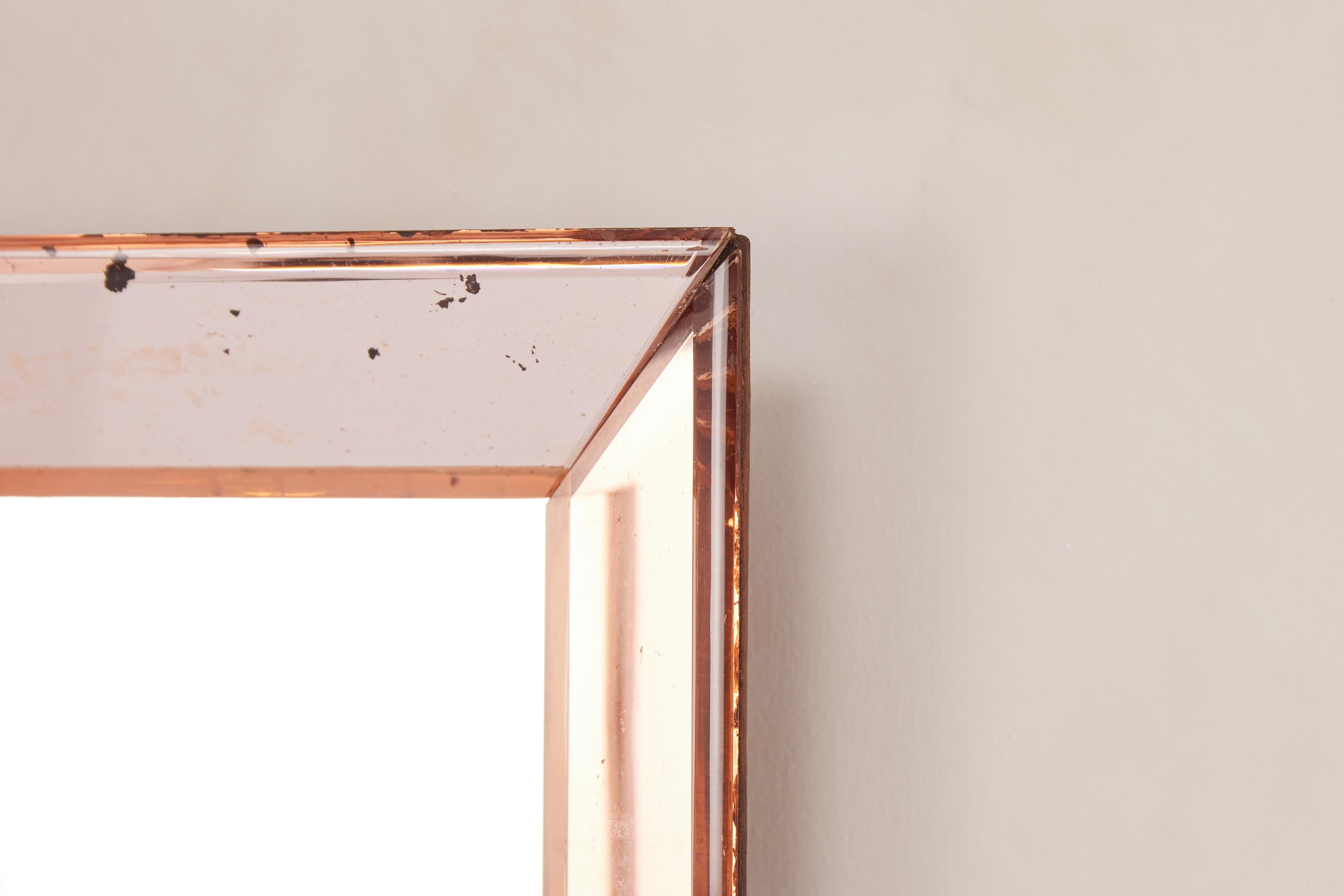 Petite Peach Cristal Art Mirror For Sale 6