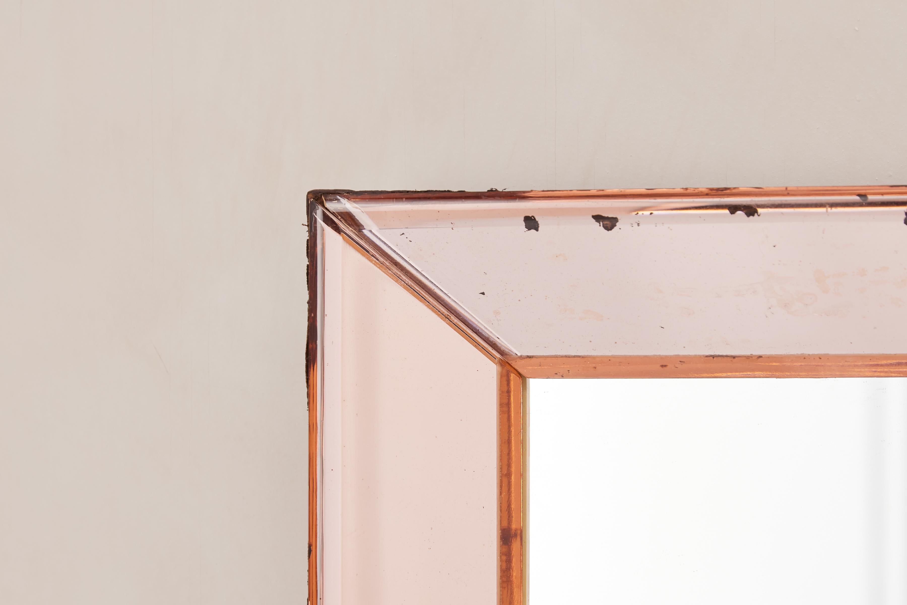 Petite Peach Cristal Art Mirror For Sale 7