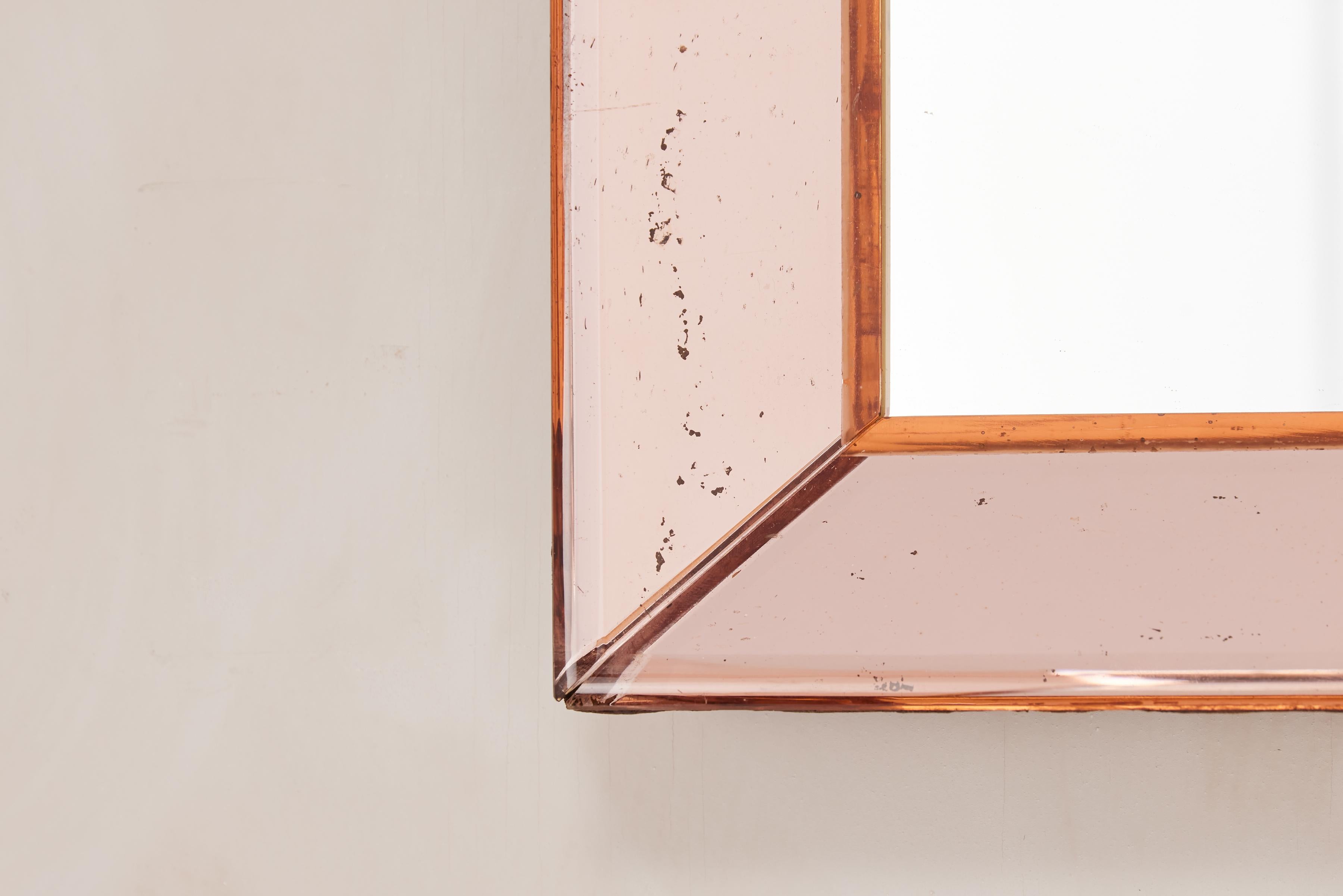 Petite Peach Cristal Art Mirror For Sale 8