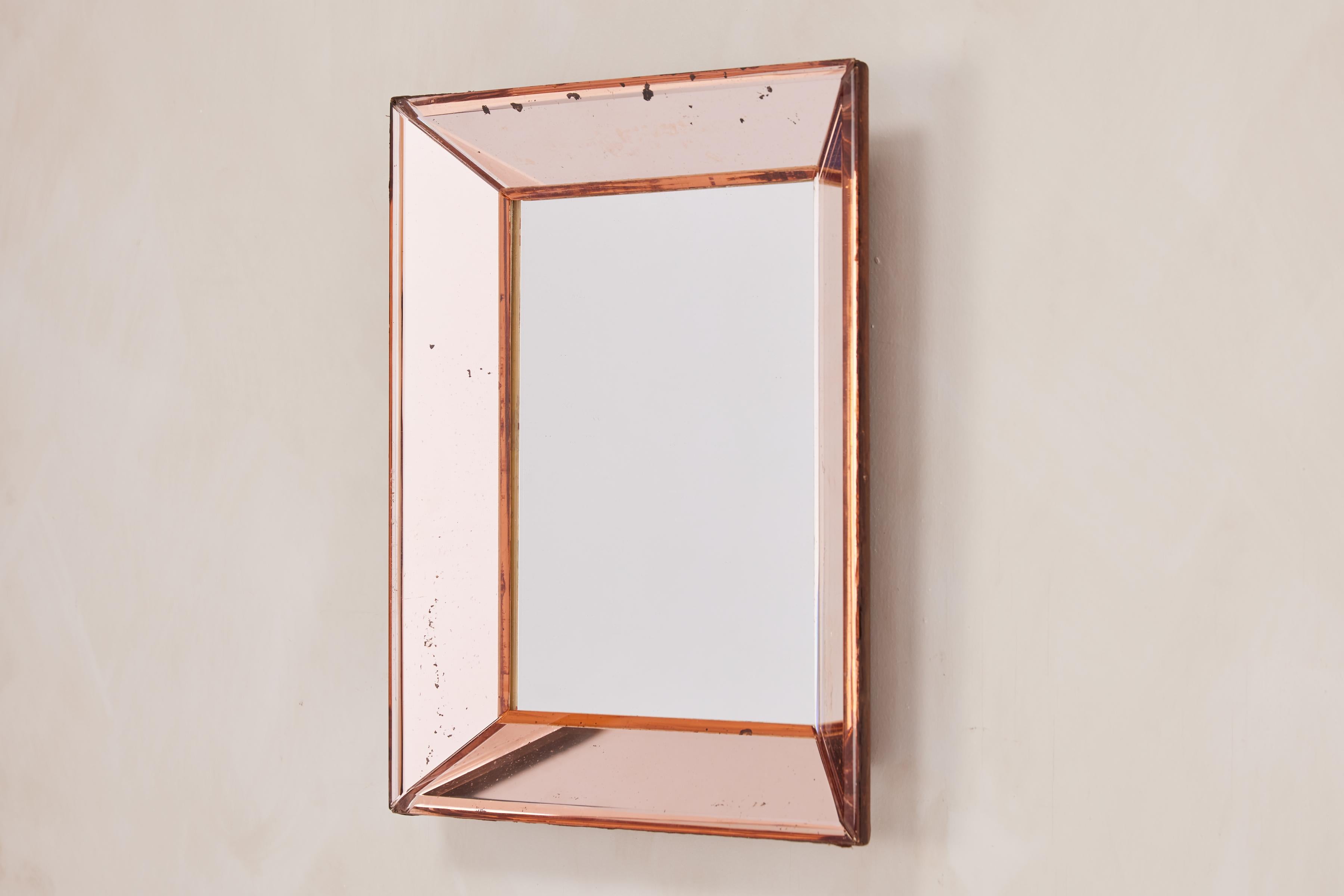Petite Peach Cristal Art Mirror In Good Condition For Sale In Beverly Hills, CA