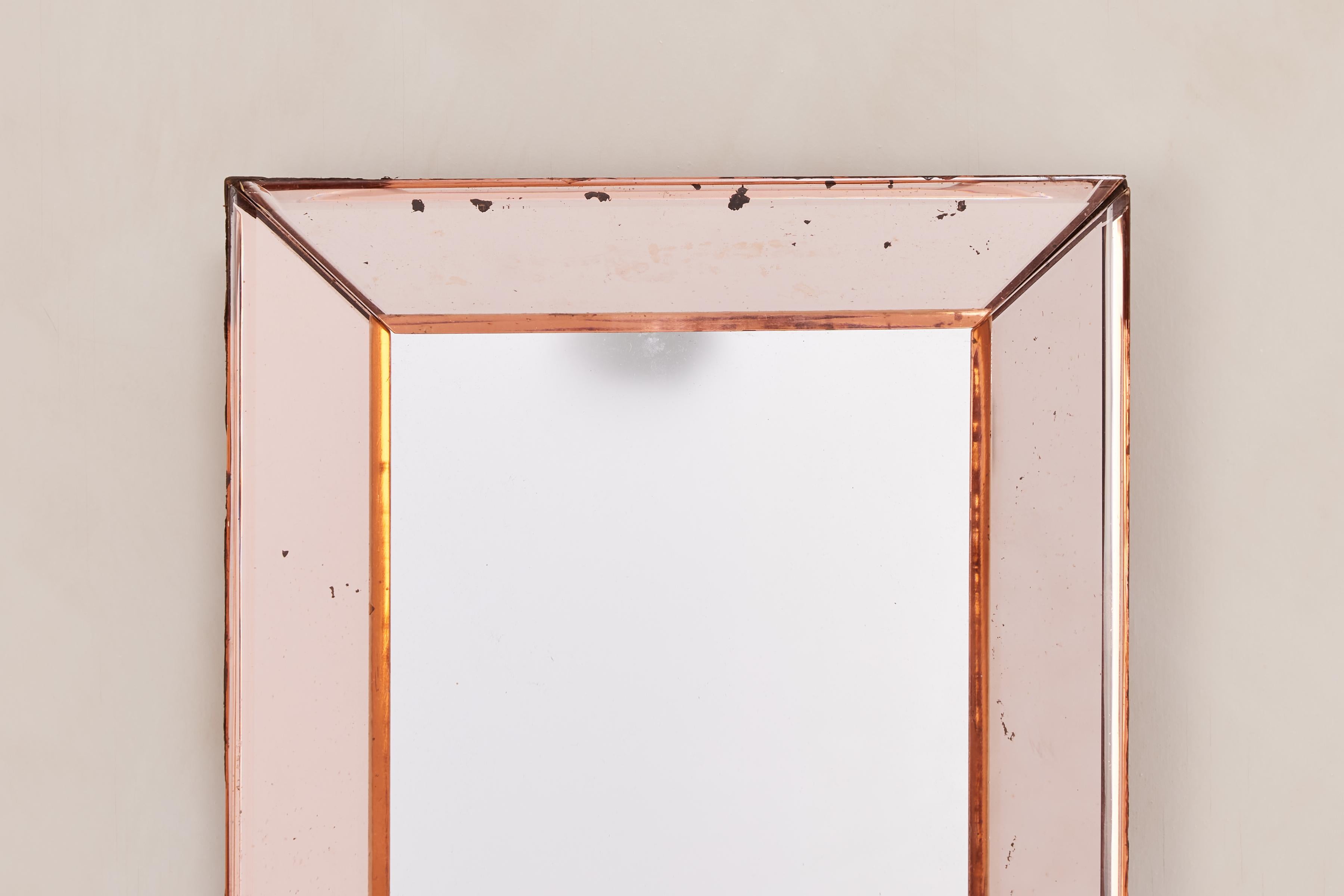 Mid-20th Century Petite Peach Cristal Art Mirror For Sale