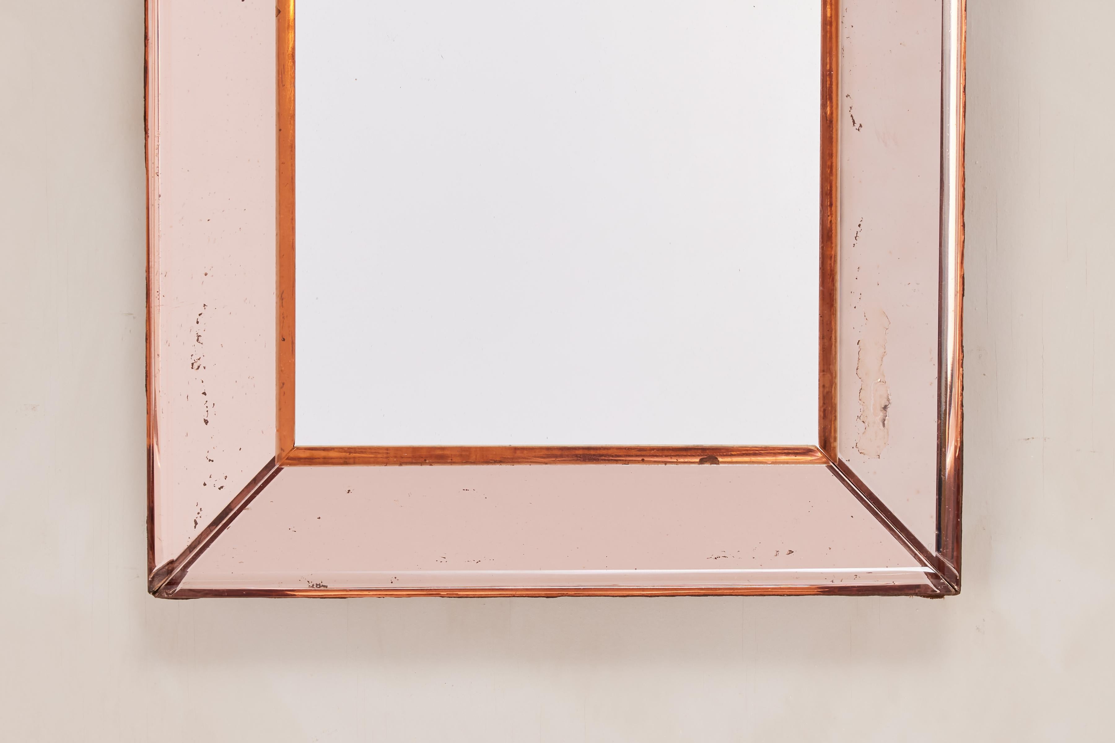 Glass Petite Peach Cristal Art Mirror For Sale
