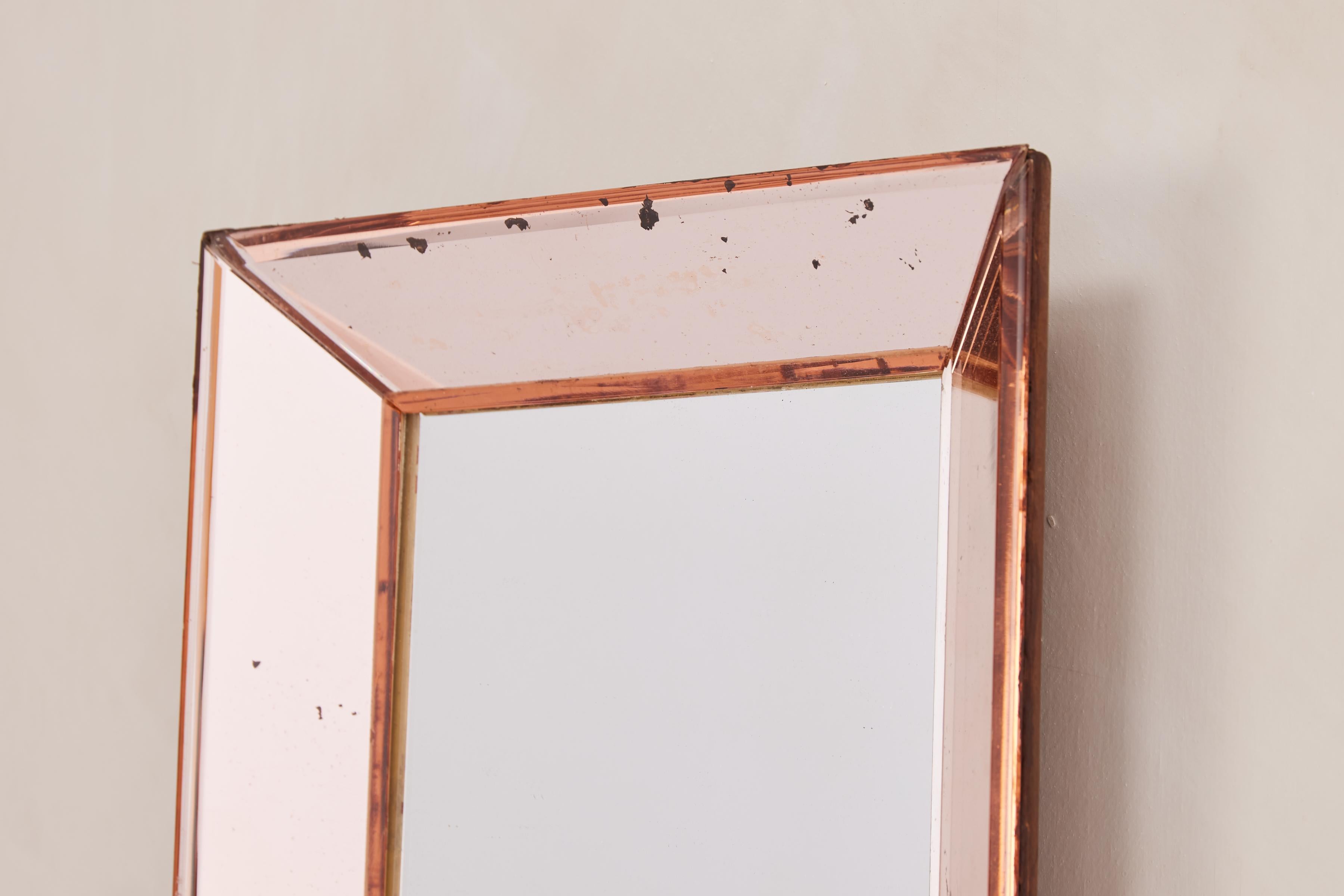 Petite Peach Cristal Art Mirror For Sale 1