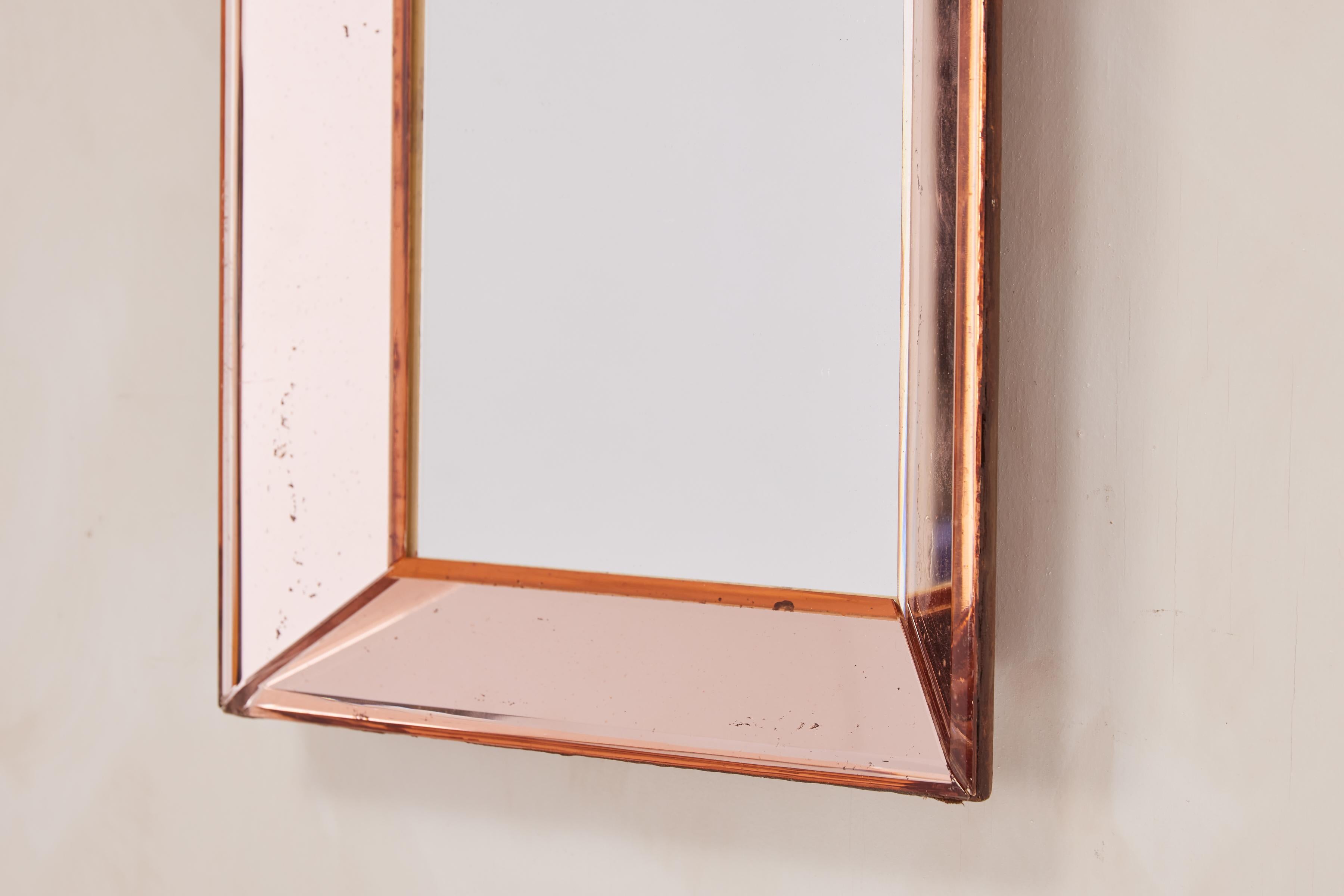 Petite Peach Cristal Art Mirror For Sale 2