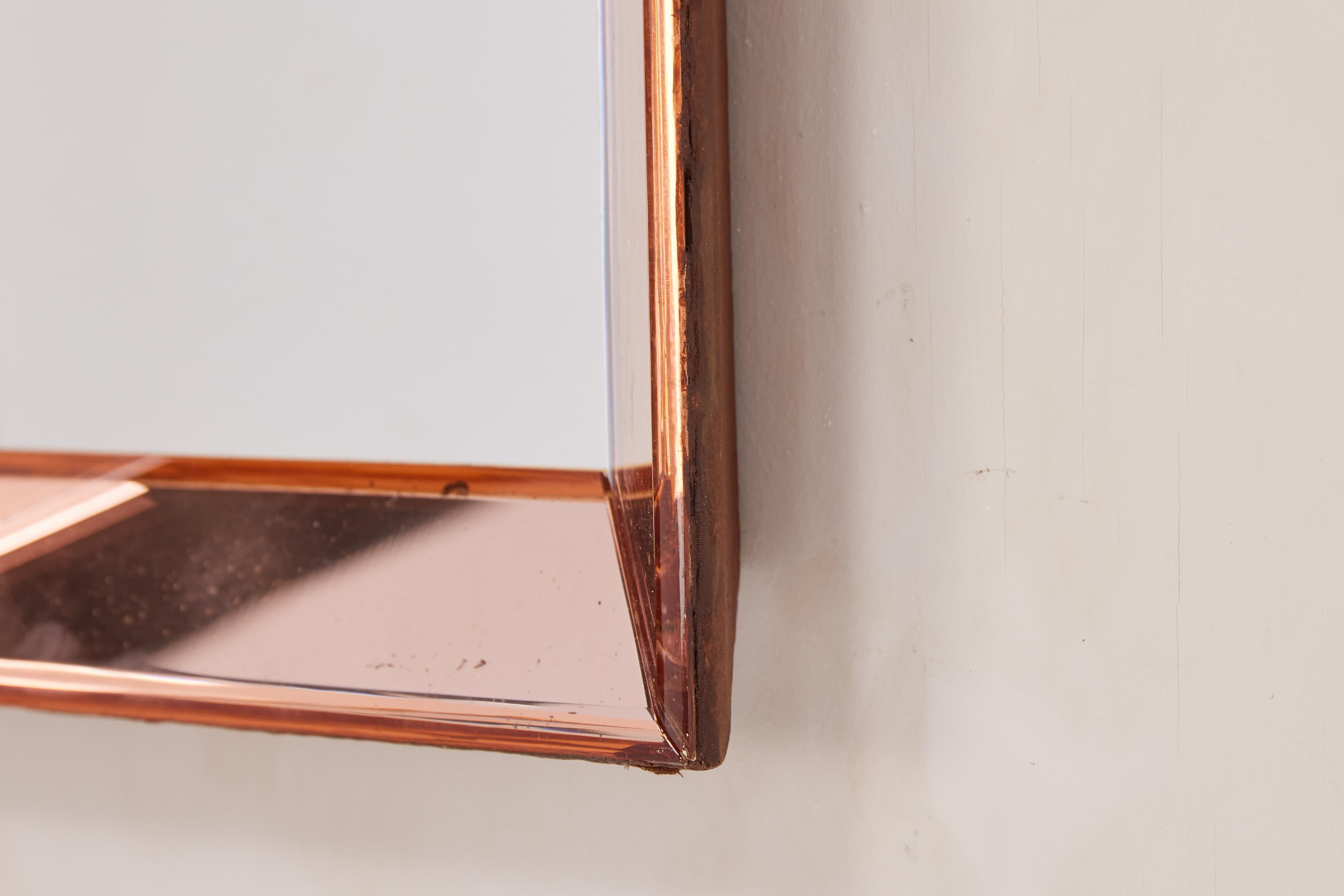 Petite Peach Cristal Art Mirror For Sale 3