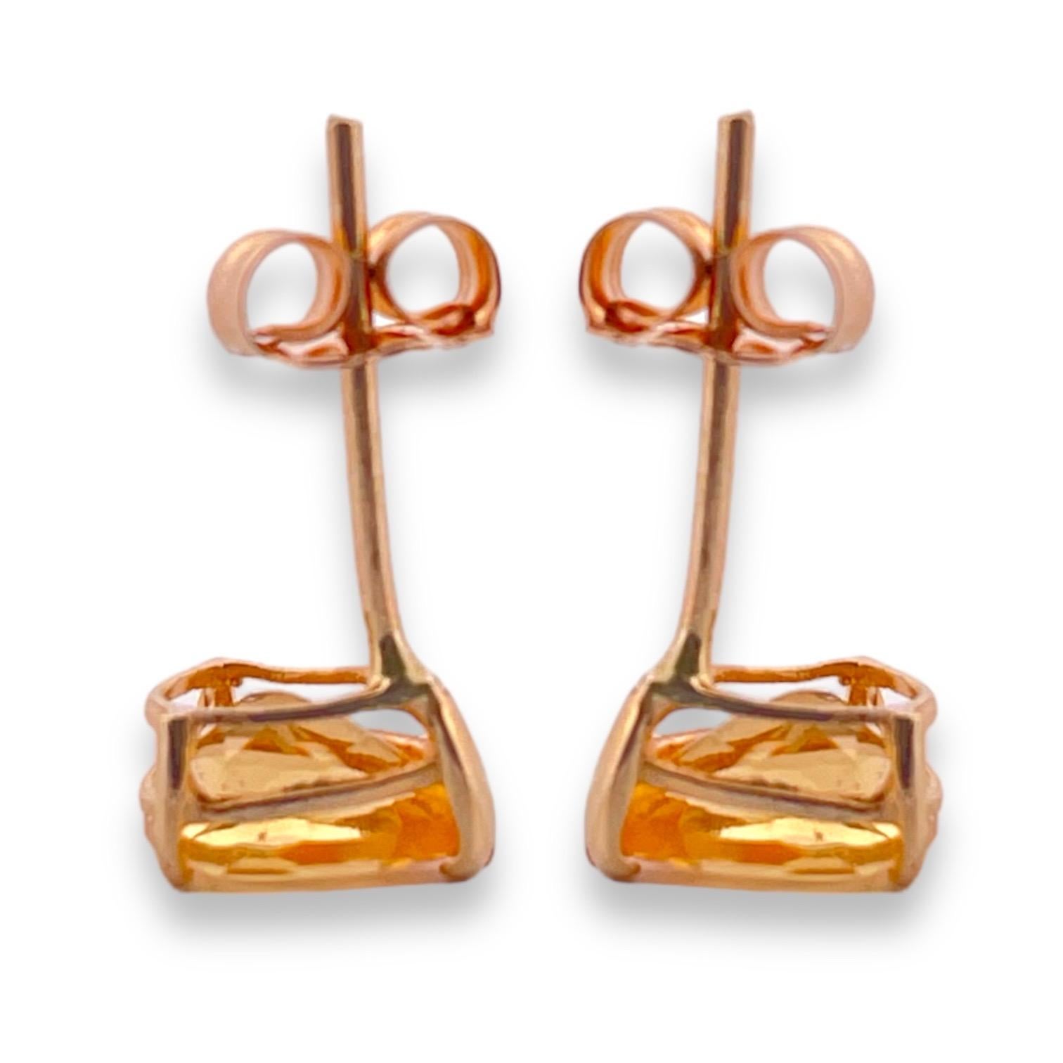 Modern Petite Pear Citrine Stud Earrings in 14K Yellow Gold For Sale