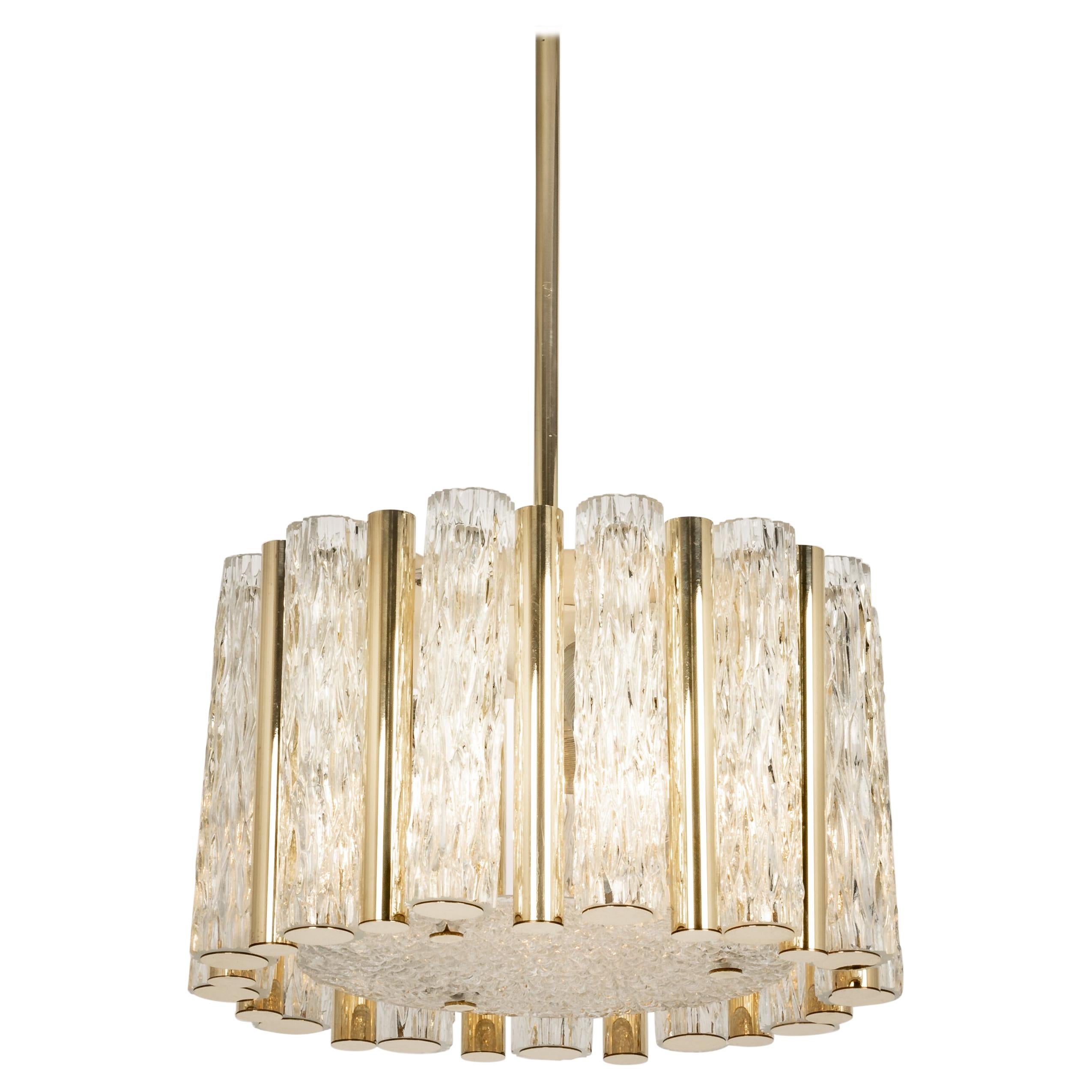 Petite Pendant Light in Brass Drum Form by Kaiser, Germany, 1960s For Sale