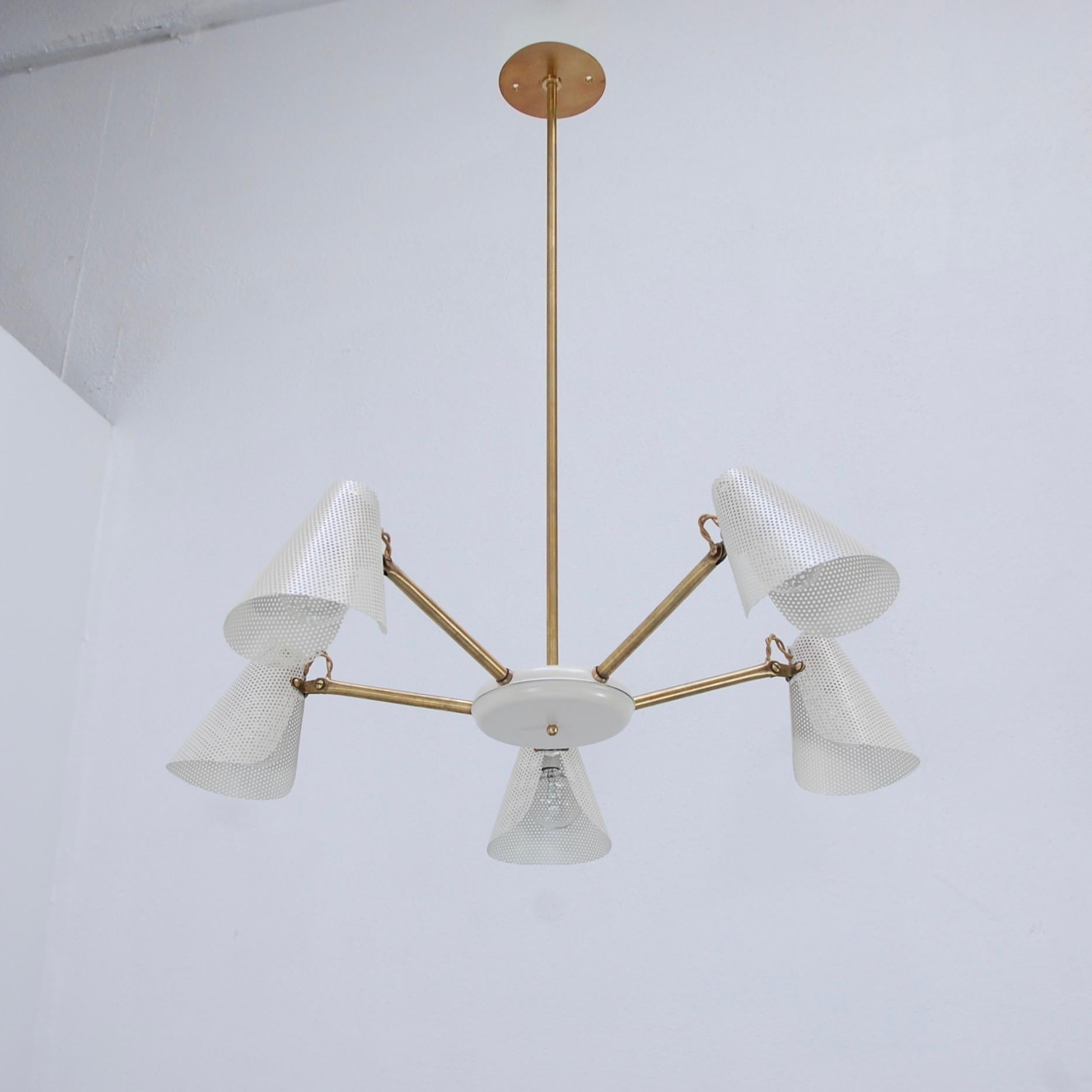 Mid-Century Modern Petite Perforated French Chandelier