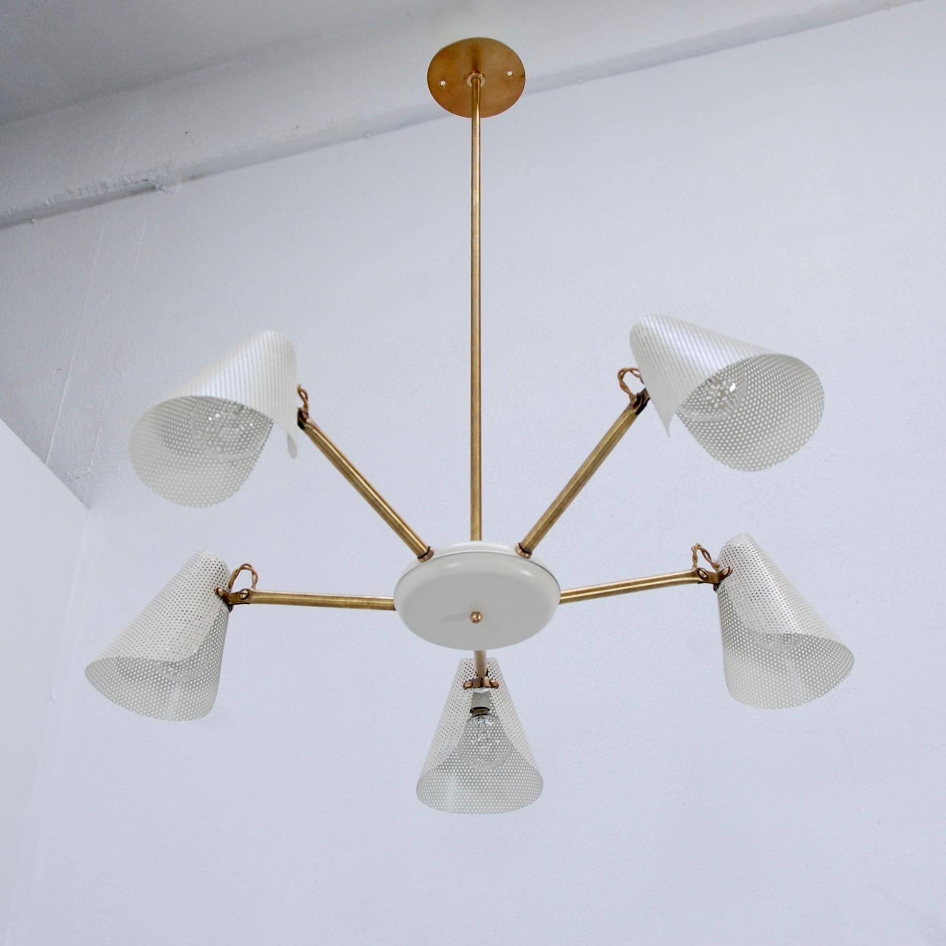 Petite Perforated French Chandelier In Good Condition In Los Angeles, CA