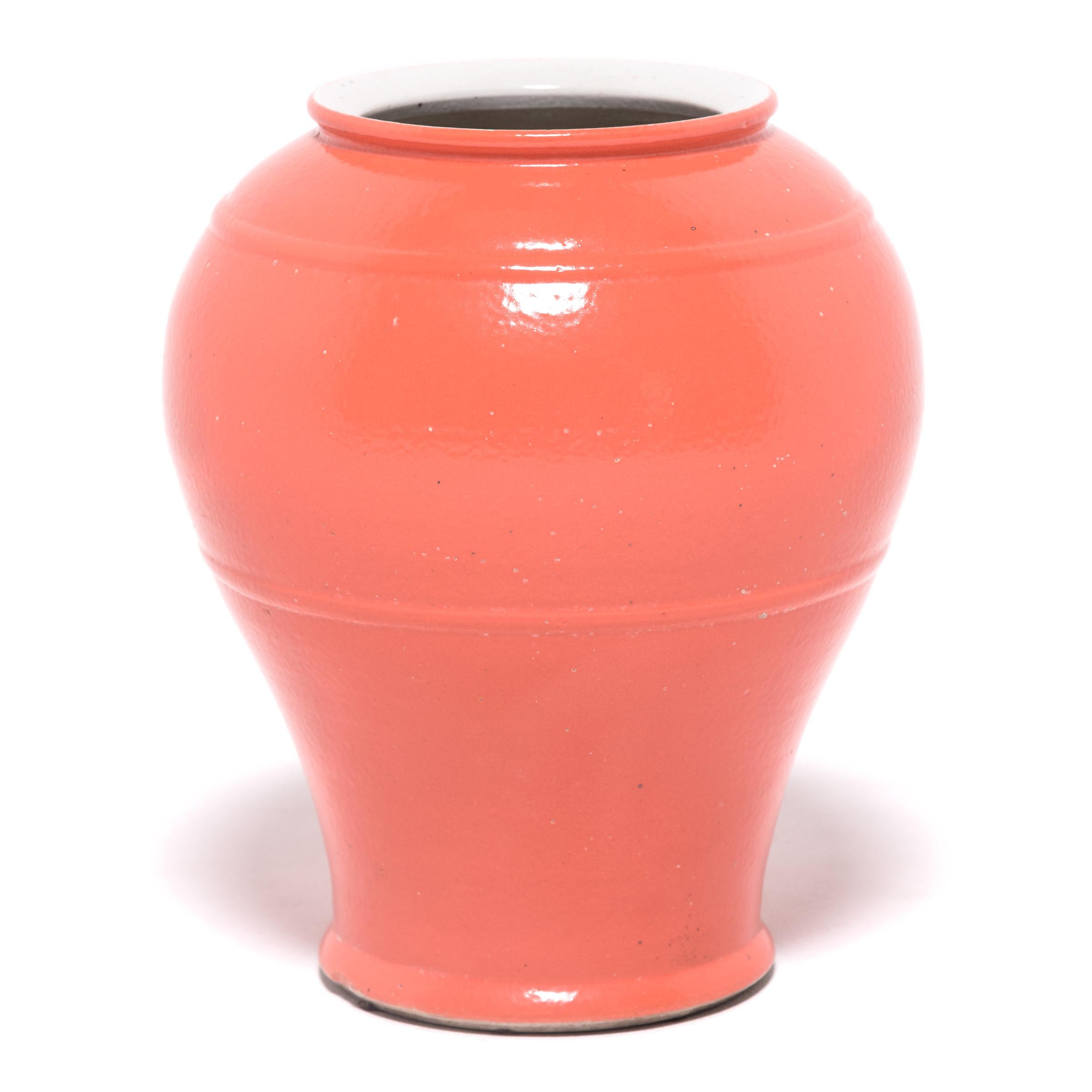 Chinese Persimmon Orange Tapered Plum Vase For Sale