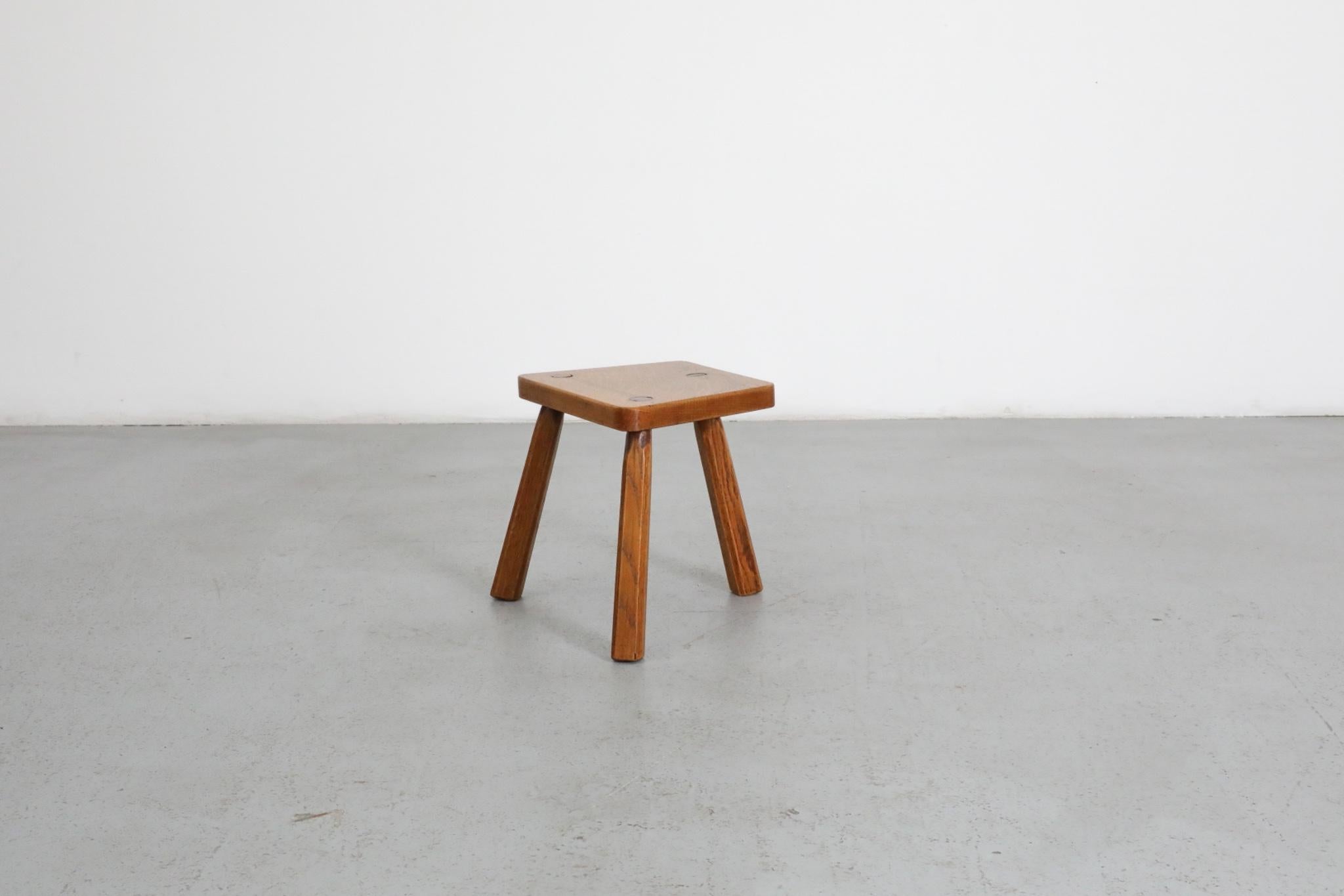 Wood Petite Pierre Chapo Inspired Brutalist Fireside Stool