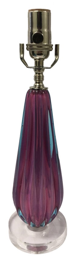 Pink and Blue Murano Glass Table Lamp