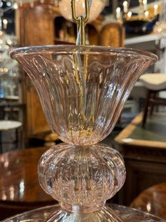 Petite Pink Murano Glass Pendant with Flowers