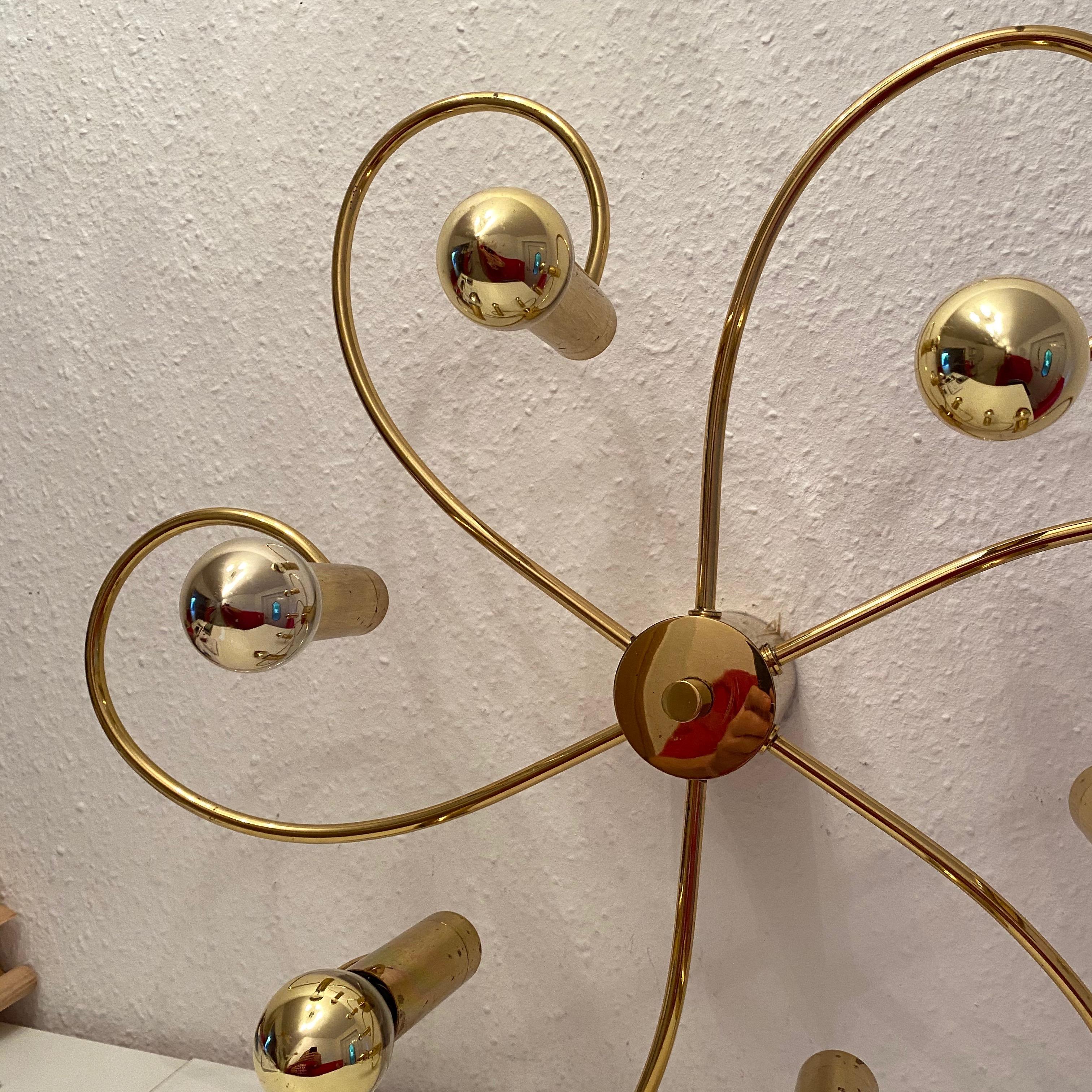 Metal Petite Polished Brass Leola Leuchten Modernist Sculptural Flush Mount, 1970s