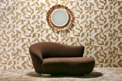 Petite Postmodern Chaise Lounge by Weiman in New Chocolate Bouclé Upholstery