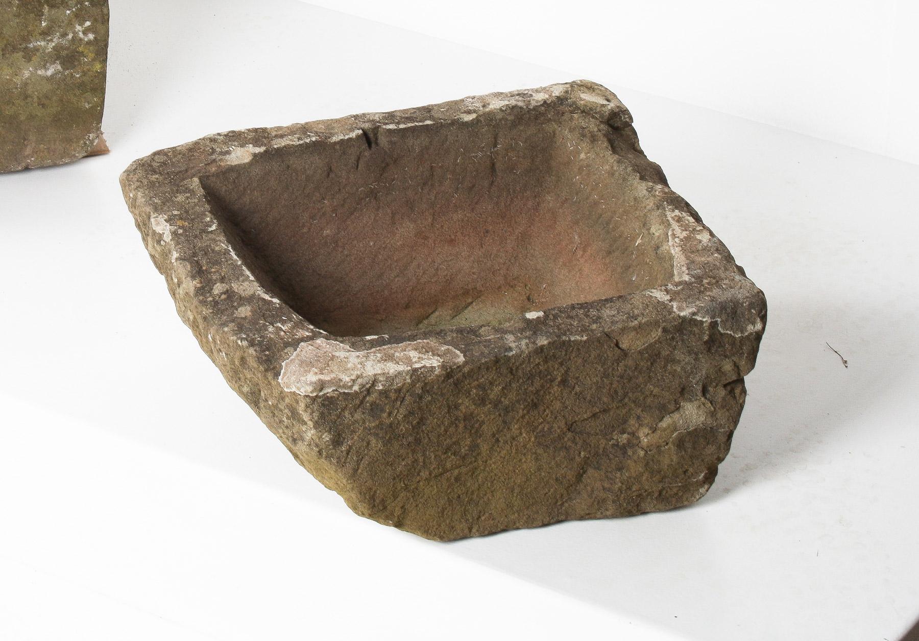 Petite jardinière ancienne en pierre sculptée Wabi Sabi organique en vente 9