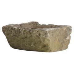 Petite Primitive Carved Stone Antique Wabi Sabi Organic Sandstone Planter Pot