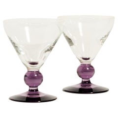 Petite Purple Ball Stem Cocktail Glasses