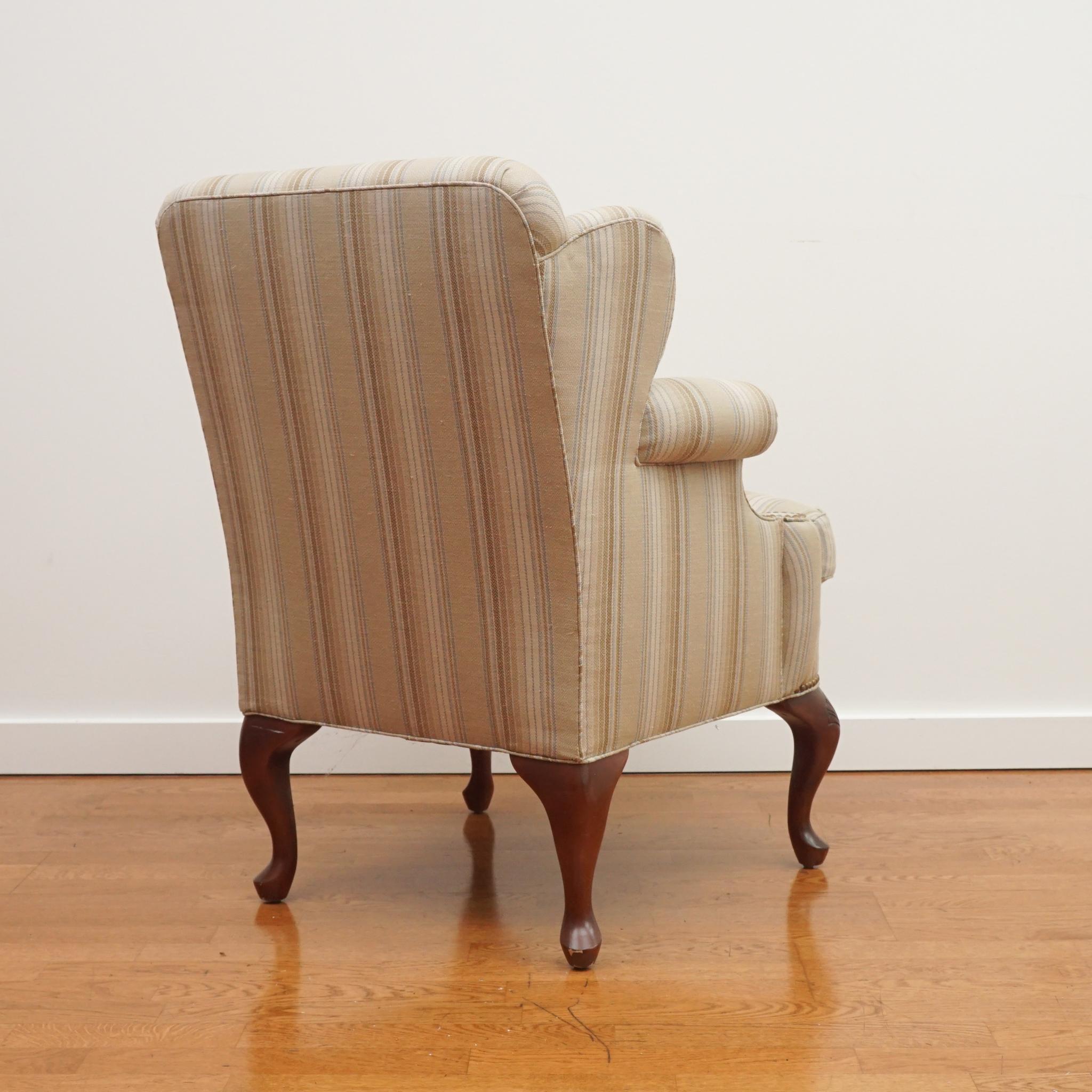 Machine-Made Petite Queen Anne-Style Wing Chair