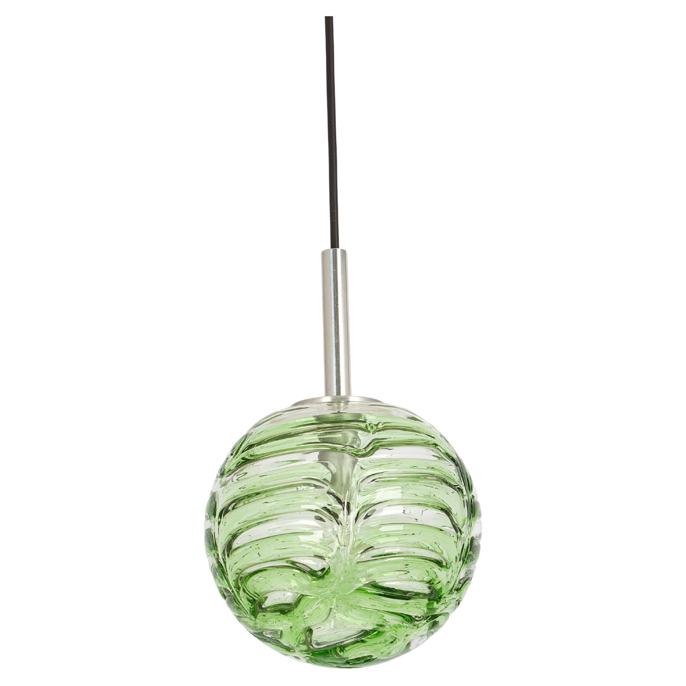 Petite Rare Green Murano Ball Pendant Light by Doria, Germany, 1970s