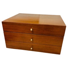 Vintage Petite & Rare Jewelry Chest by Arthur Umanoff in Walnut & Brass Midcentury