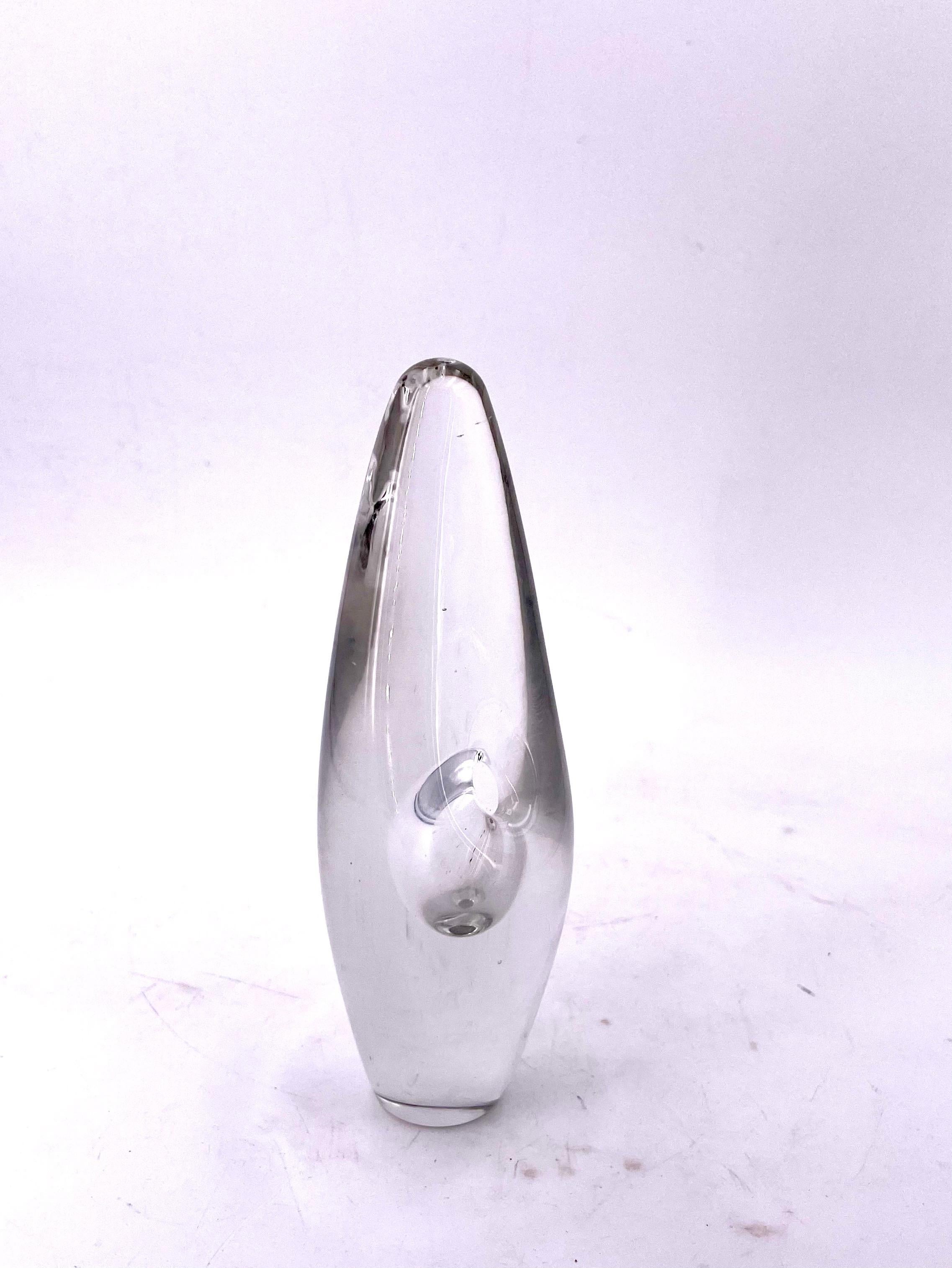 'Orkidea' glass sculpture vase by Timo Sarpaneva for Iittala. Clear lead crystal glass, steam blown, cut and surface polished. Designed in 1953. Signed. Rare size great condition no chips or cracks.
 