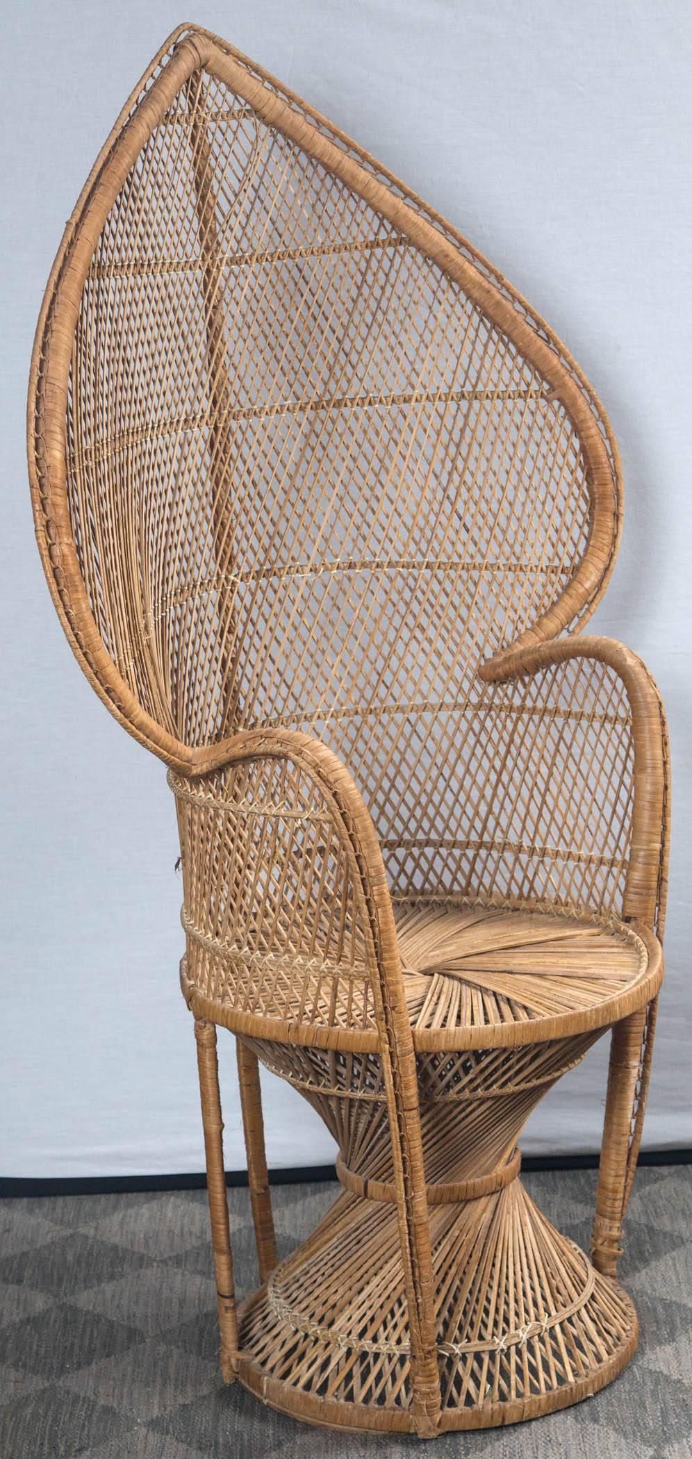 Mid-20th Century Petite Rattan Peacock Chair