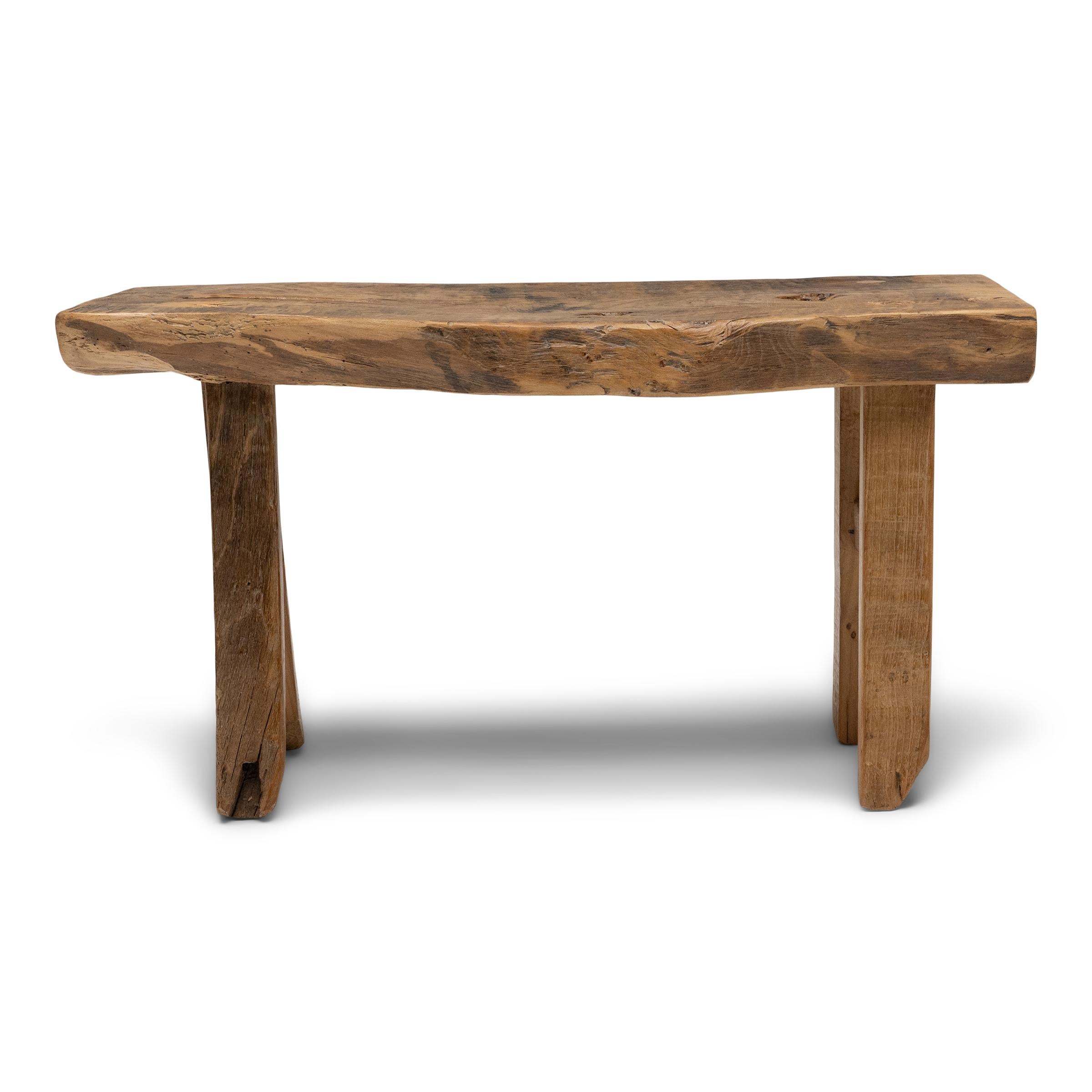 Organic Modern Petite Reclaimed Elm Bench For Sale