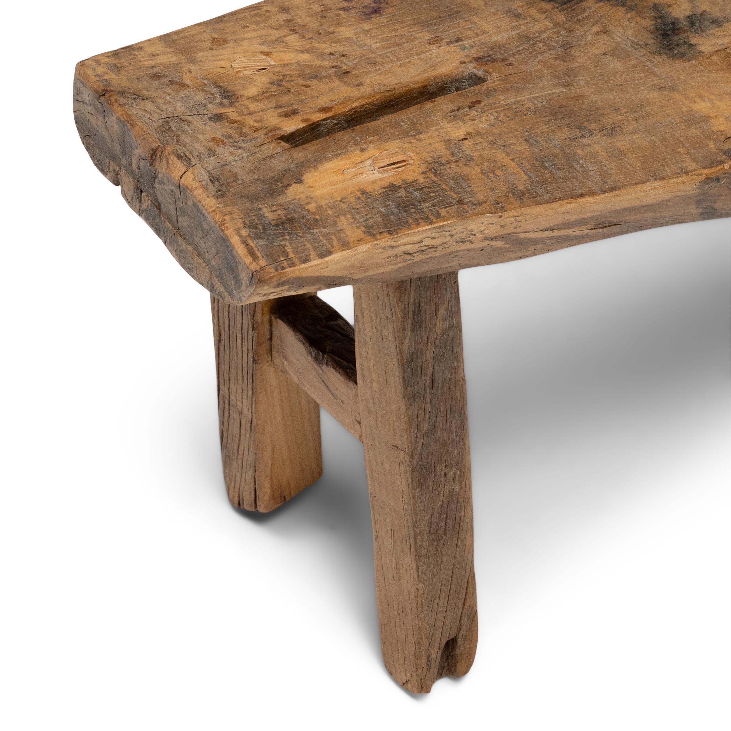 Chinese Petite Reclaimed Elm Bench For Sale