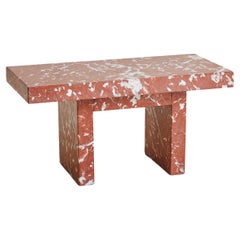 Pequeña mesa de centro rectangular de mármol Rosso Francia, Italia Años 80