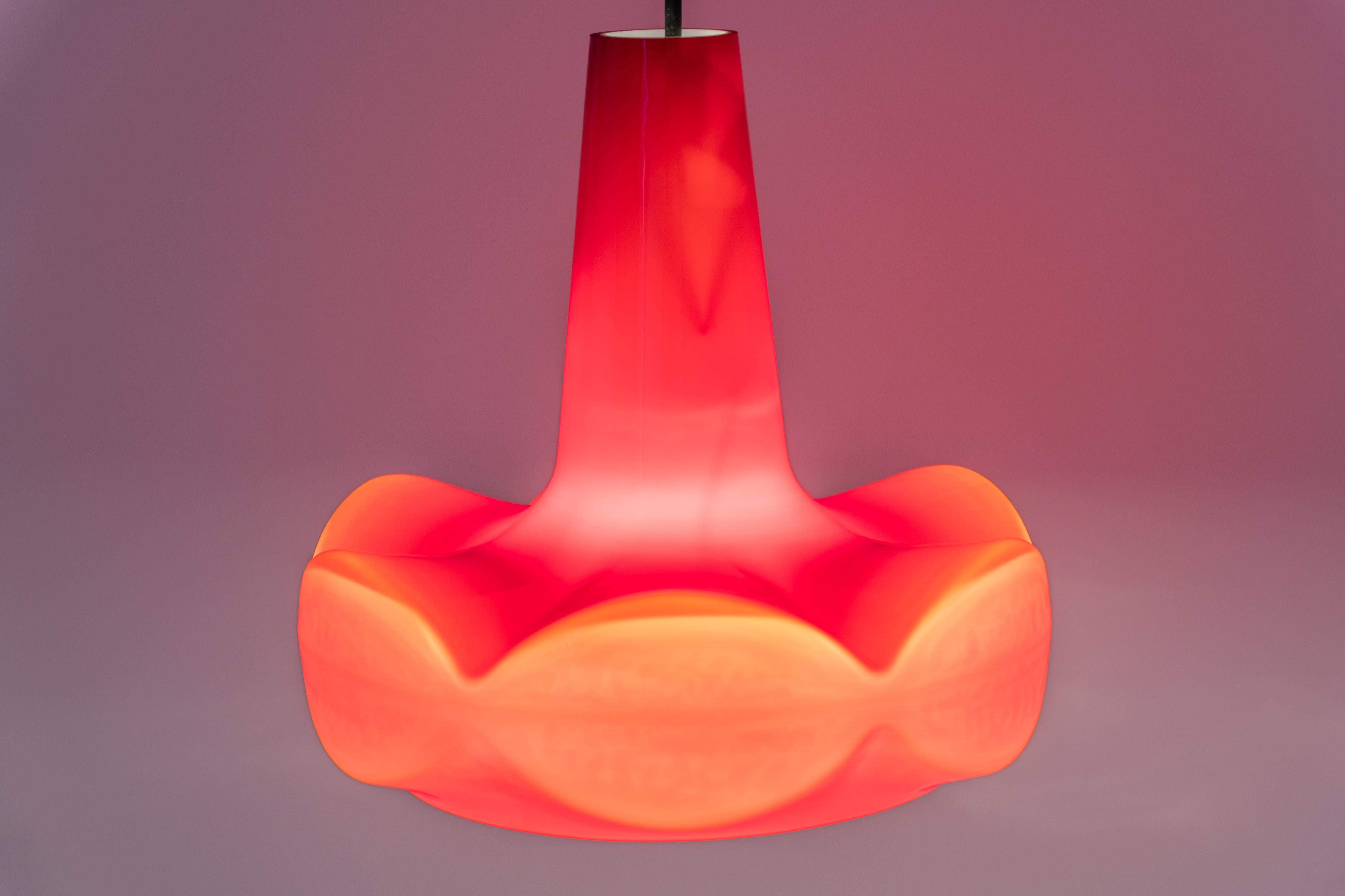Petite red Glass Pendant Light by Peill Putzler, Germany, 1970 For Sale 5