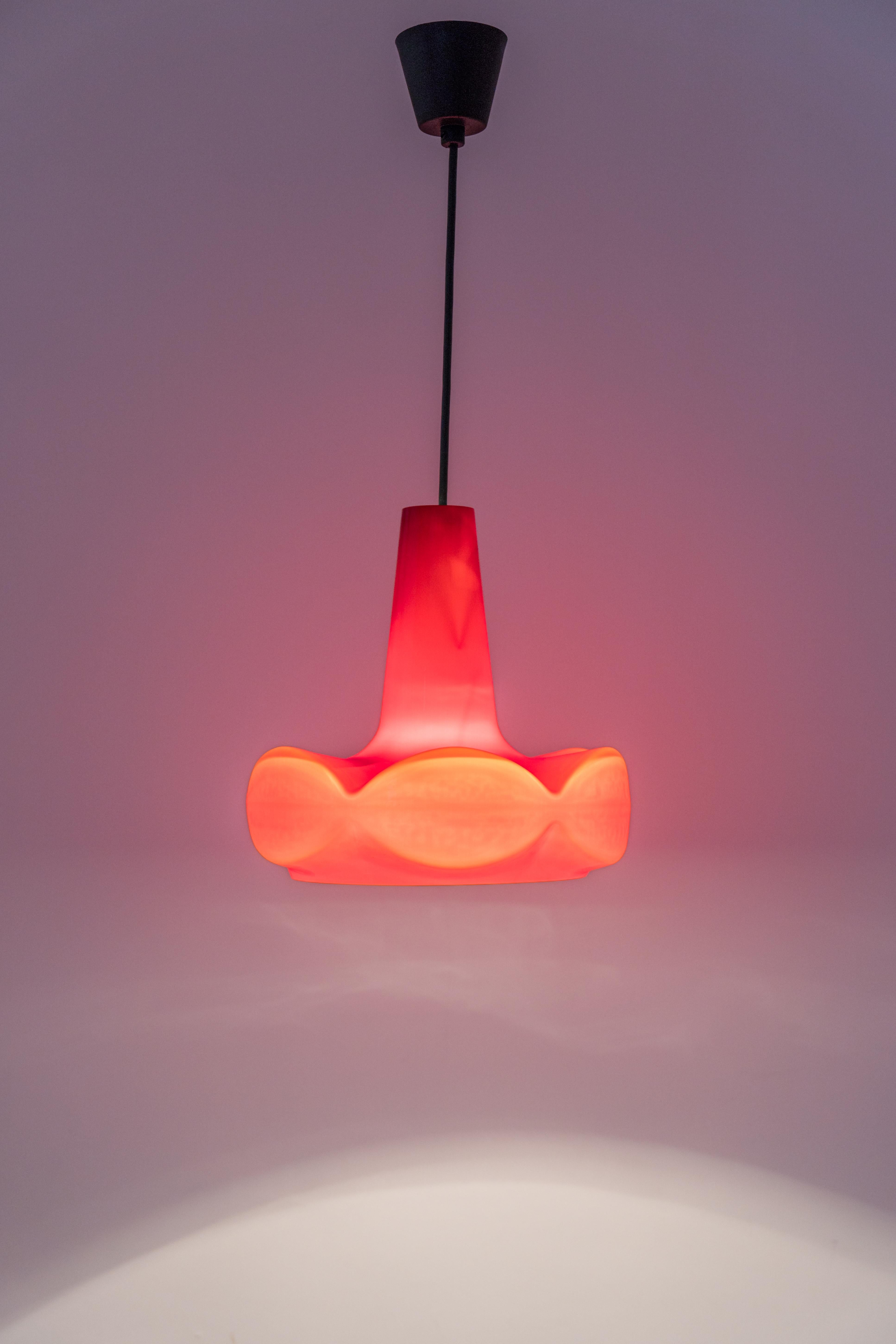 Petite red Glass Pendant Light by Peill Putzler, Germany, 1970 For Sale 3