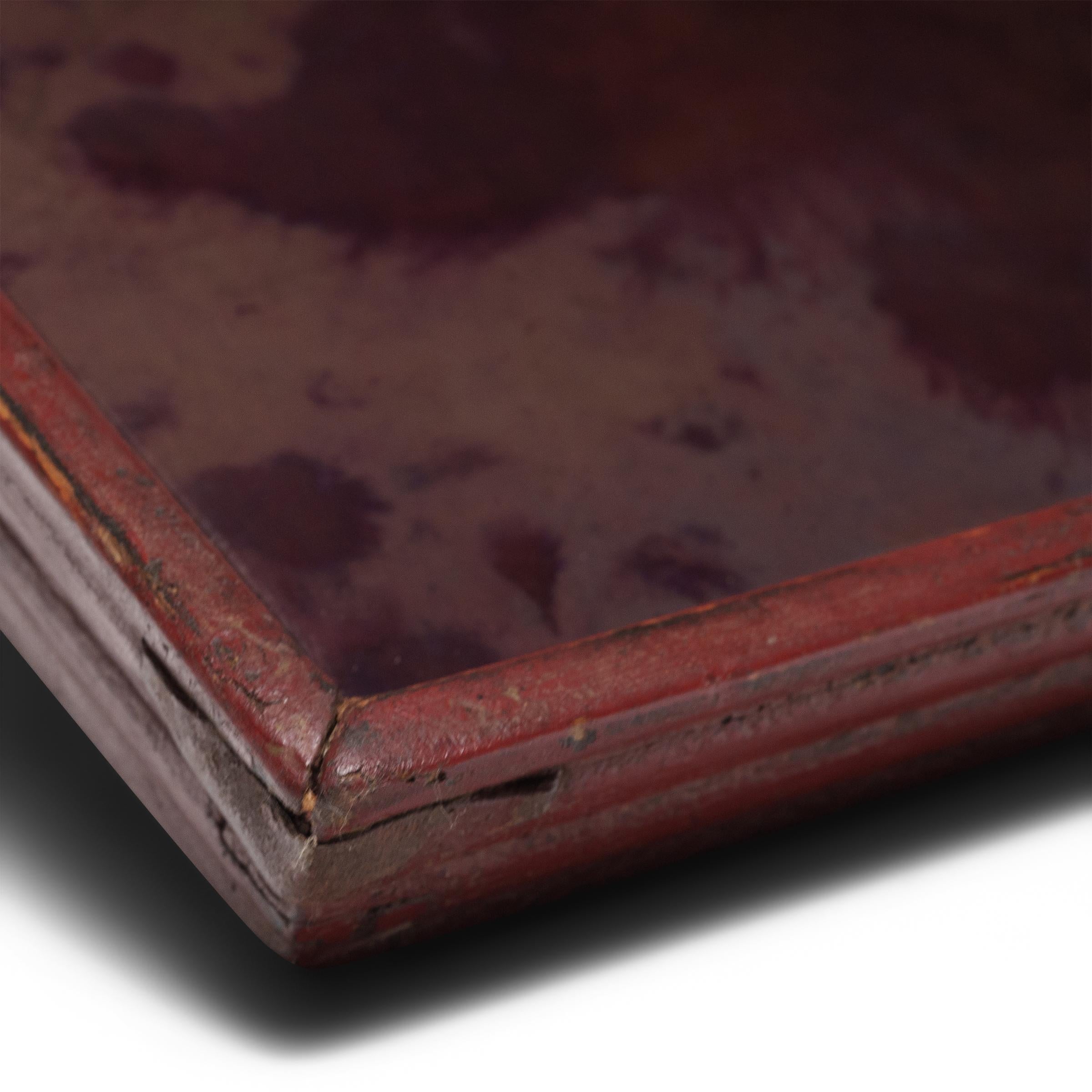 Organic Modern Petite Red Lacquer Mirror Tray, c. 1850