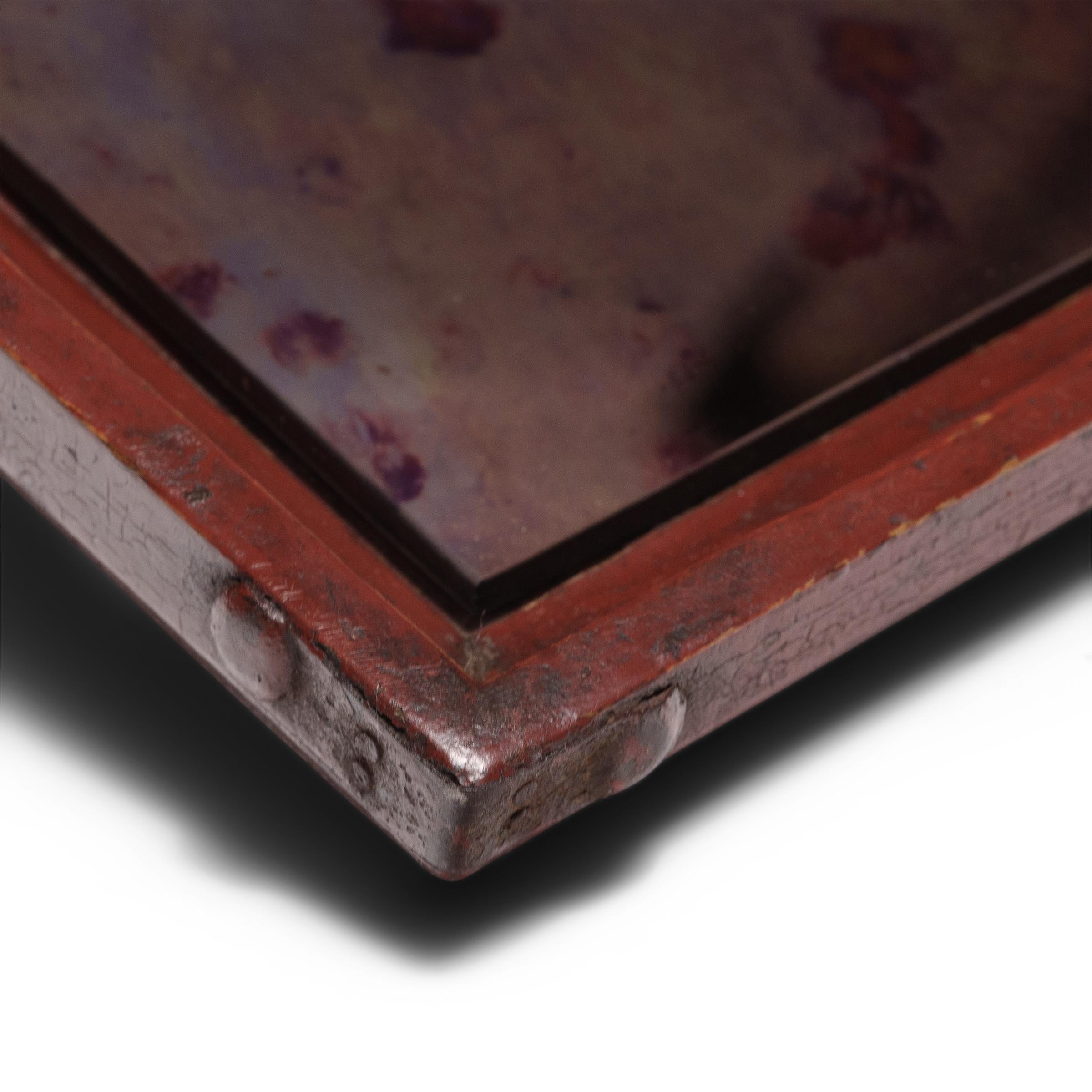 Organic Modern Petite Red Lacquer Mirror Tray, c. 1850