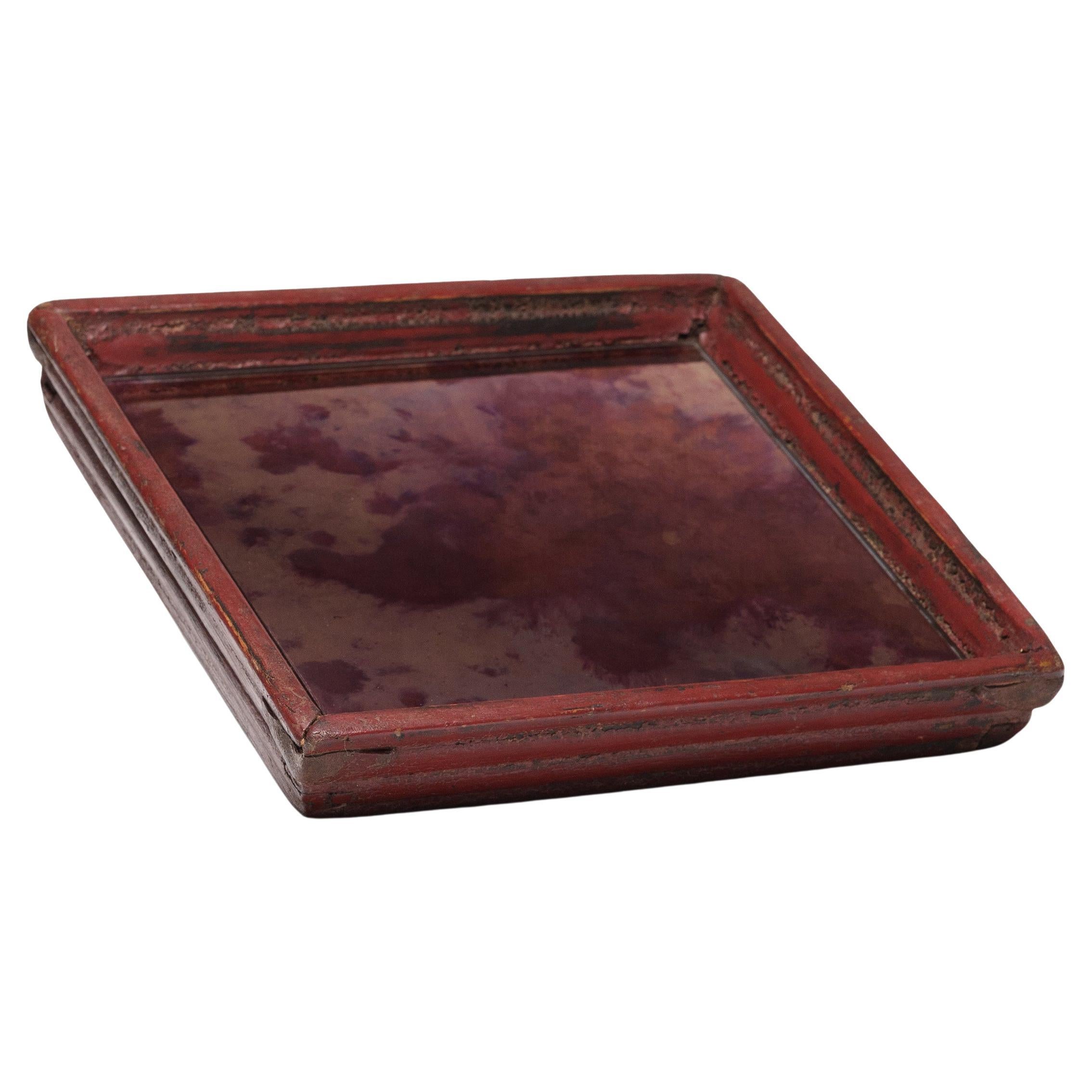 Petite Red Lacquer Mirror Tray, c. 1850