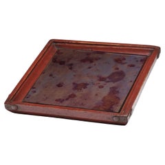 Antique Petite Red Lacquer Mirror Tray, c. 1850