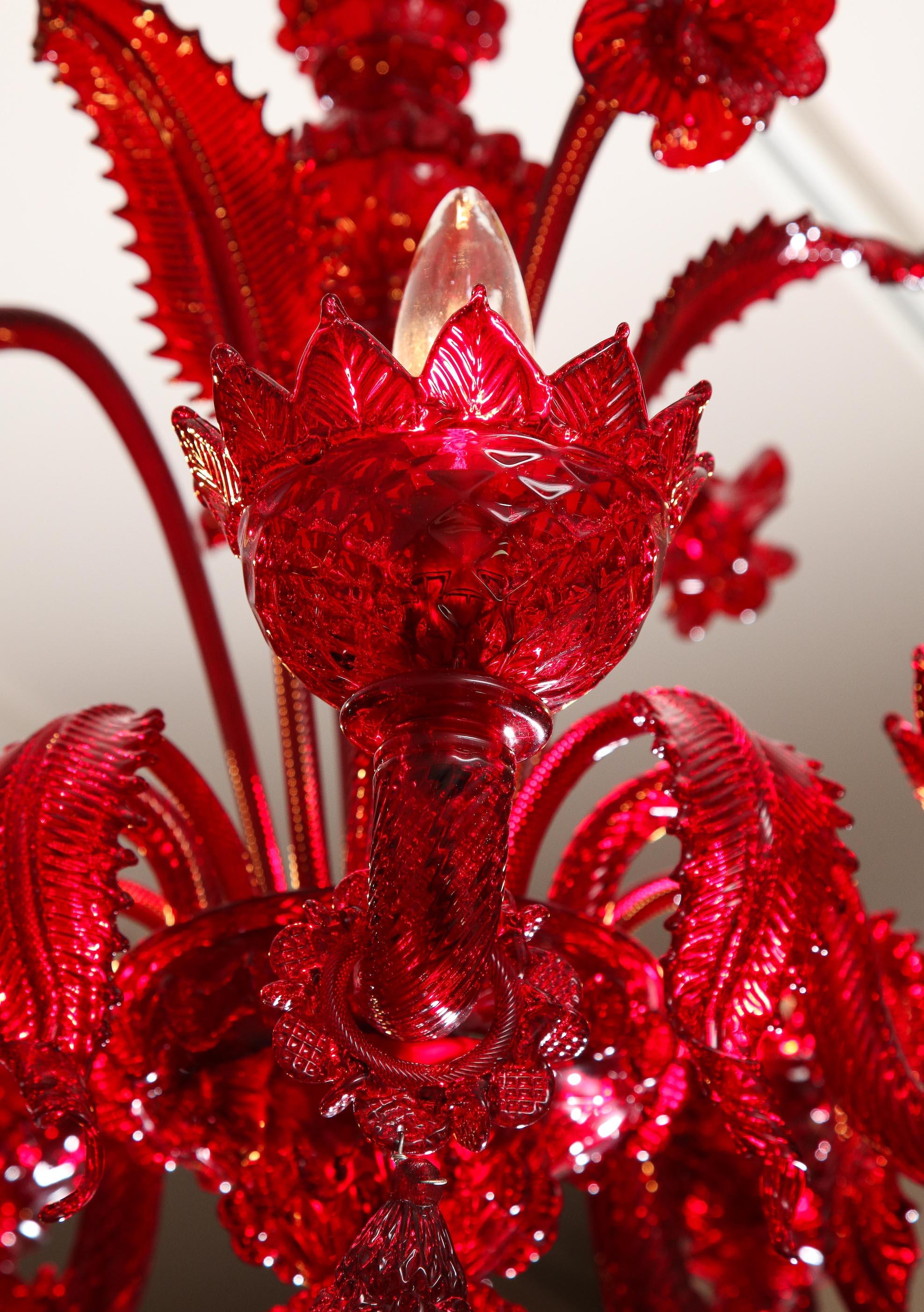 Petite Red Murano Floral Chandelier 4