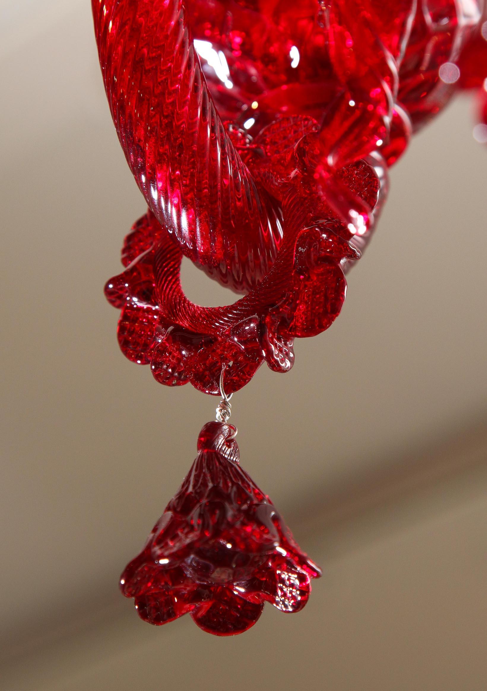 Petite Red Murano Floral Chandelier 8