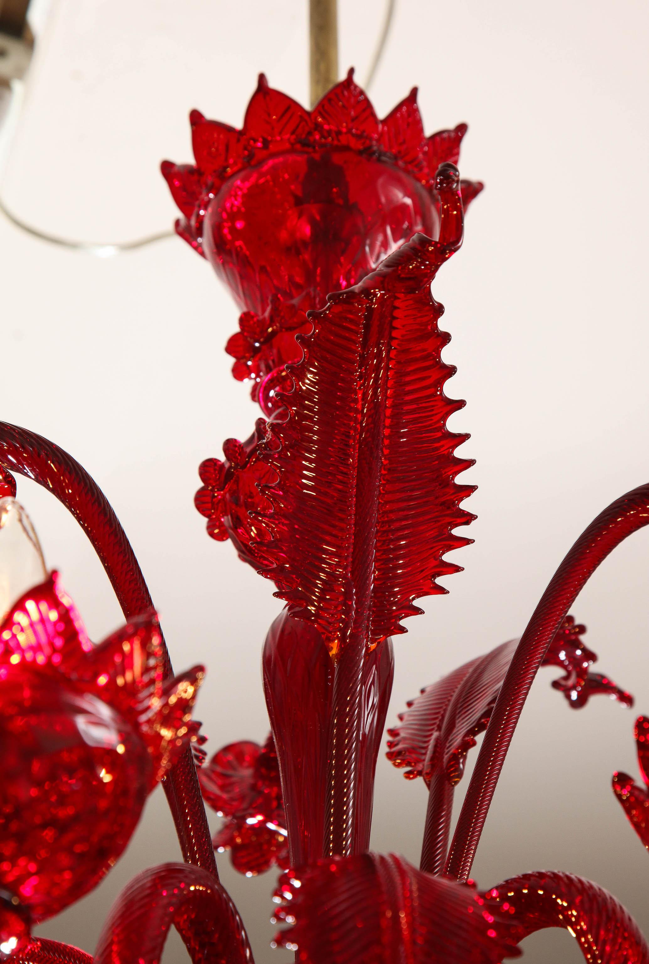 Petite Red Murano Floral Chandelier 10