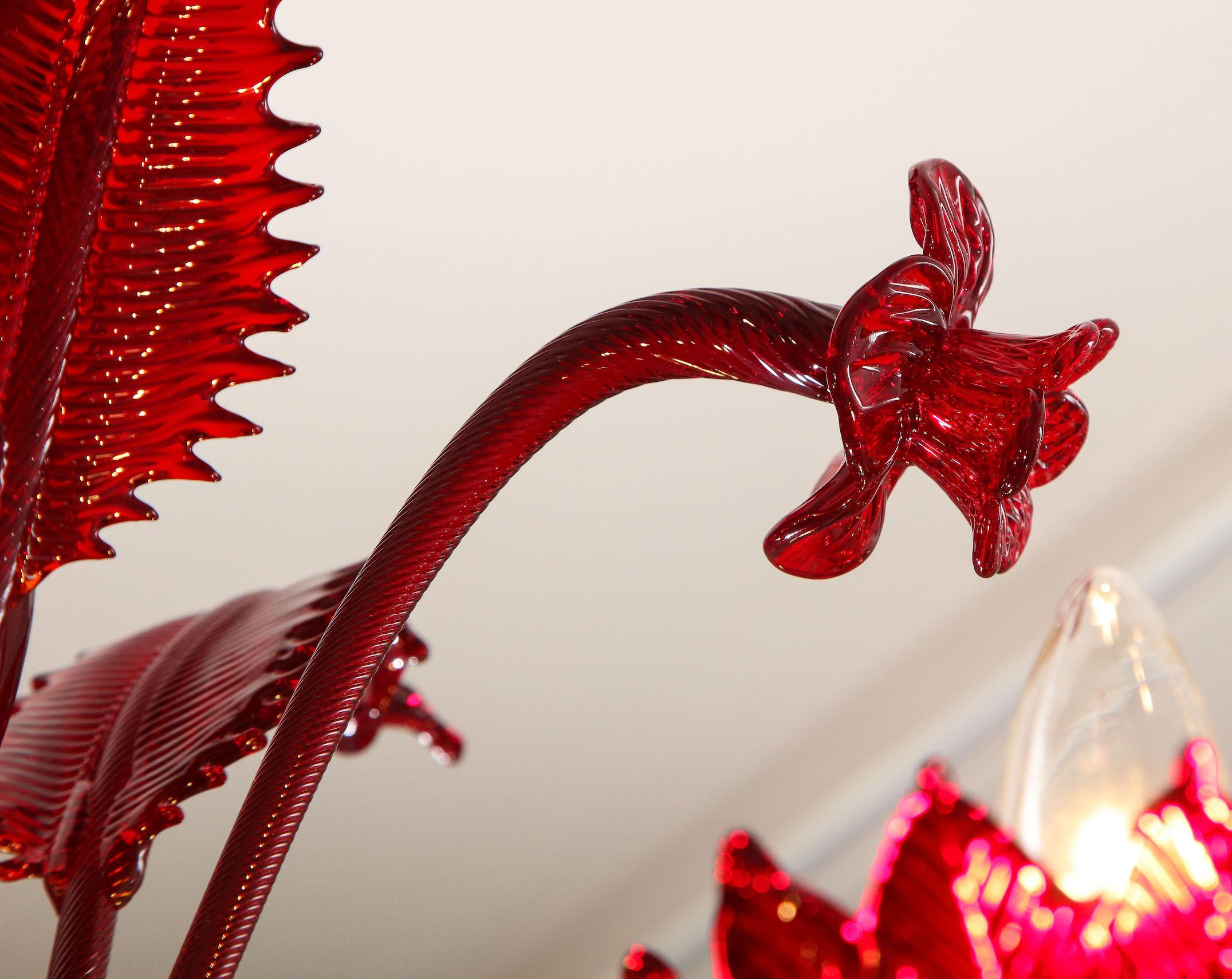 Petite Red Murano Floral Chandelier 11