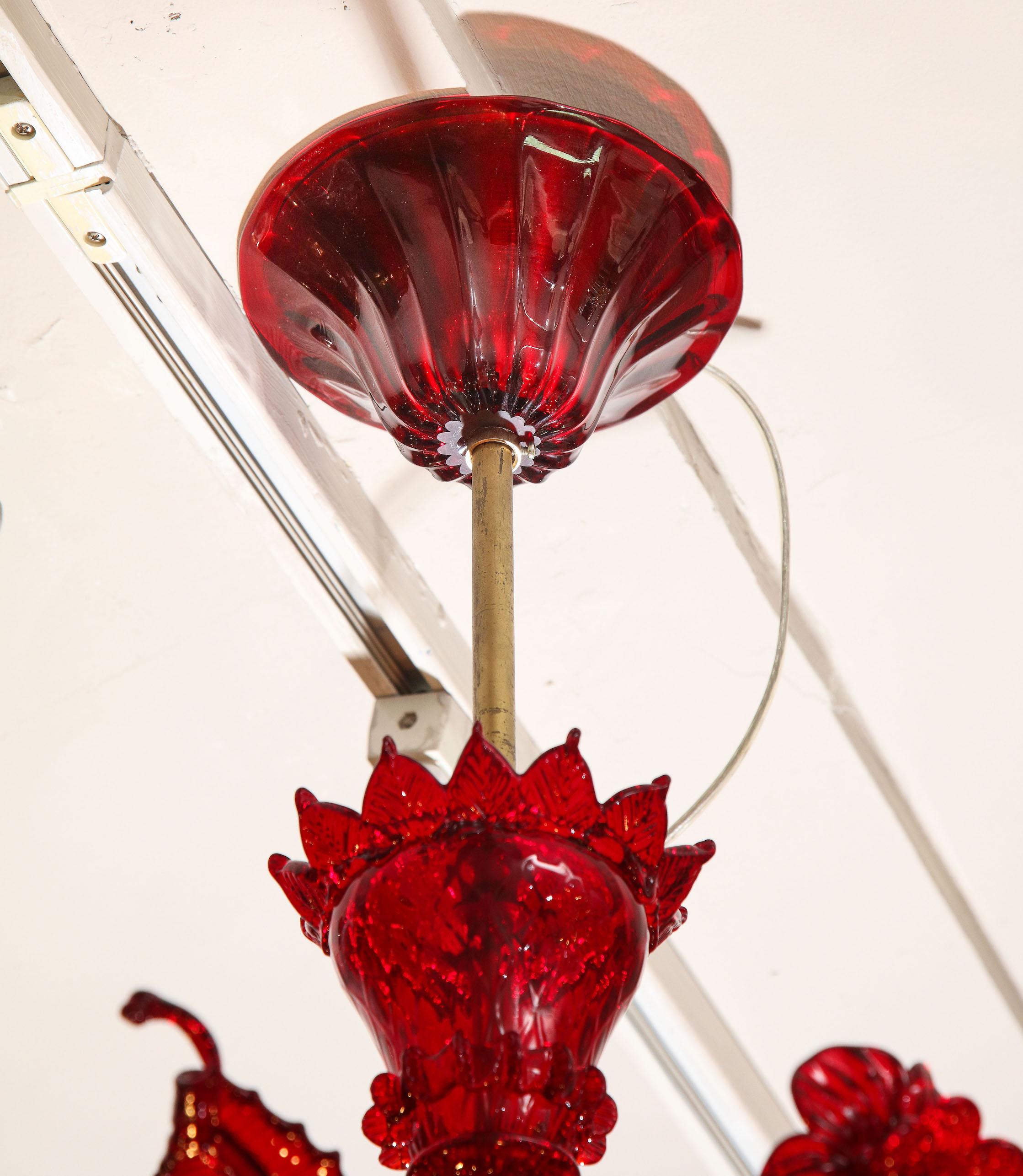 Petite Red Murano Floral Chandelier 13