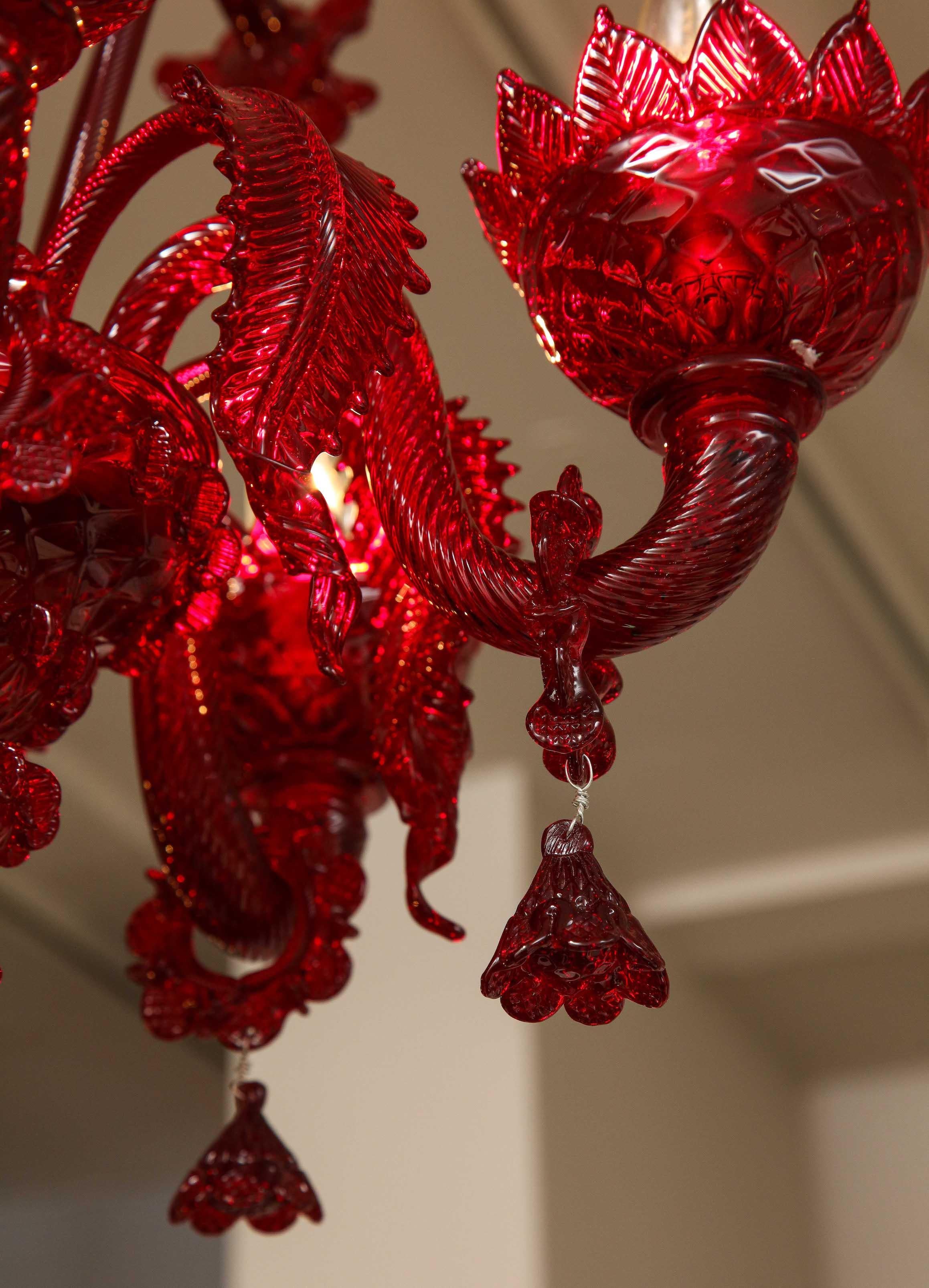 Petite Red Murano Floral Chandelier 2